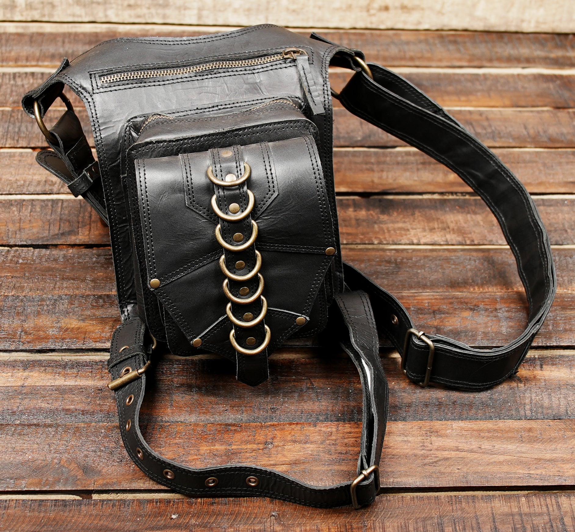 Unisex Leather Waist & Thigh Bag – Tribal & Boho Festival Holster