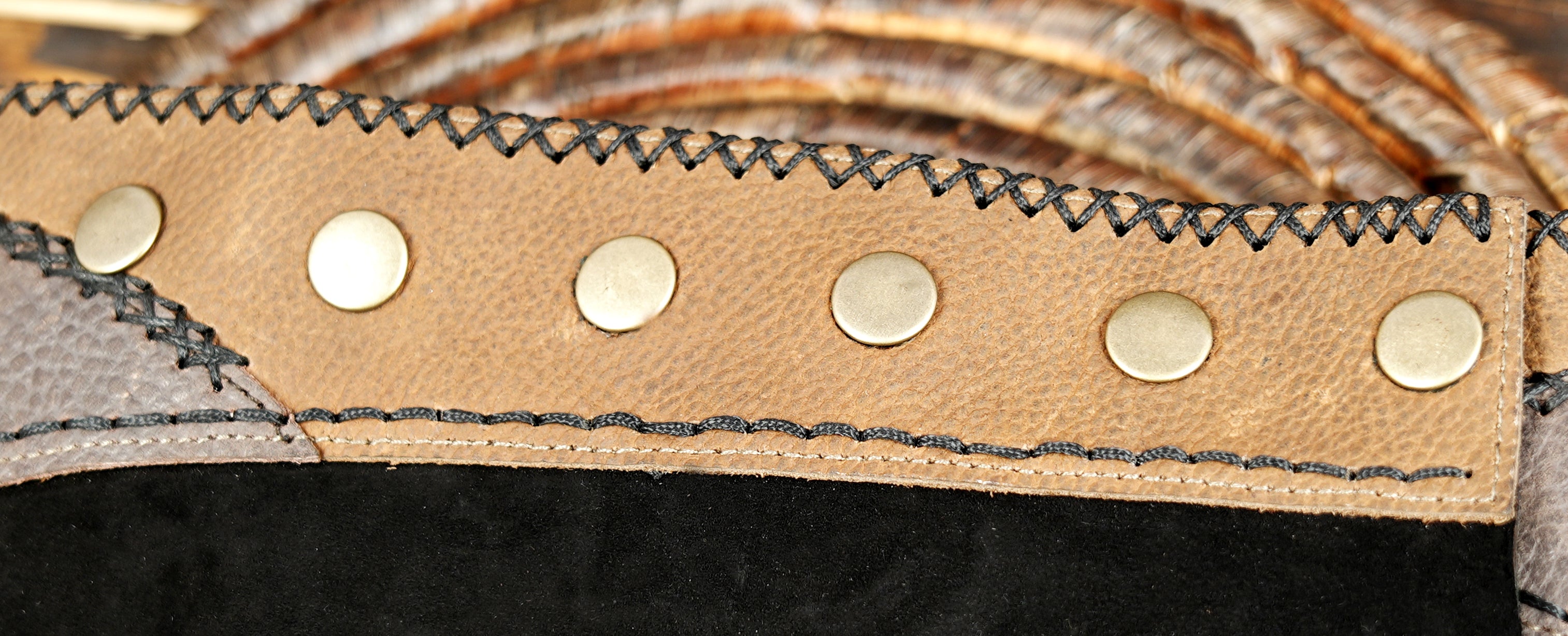 Handmade suede skirt with turquoise gemstone centerpiece