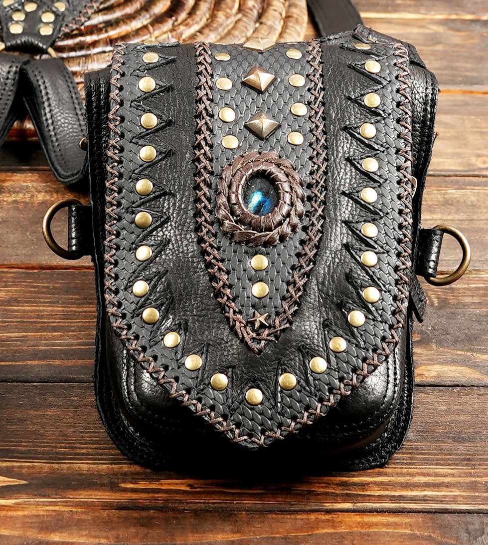 Artisan leather holster bag for men and women, USA festival style