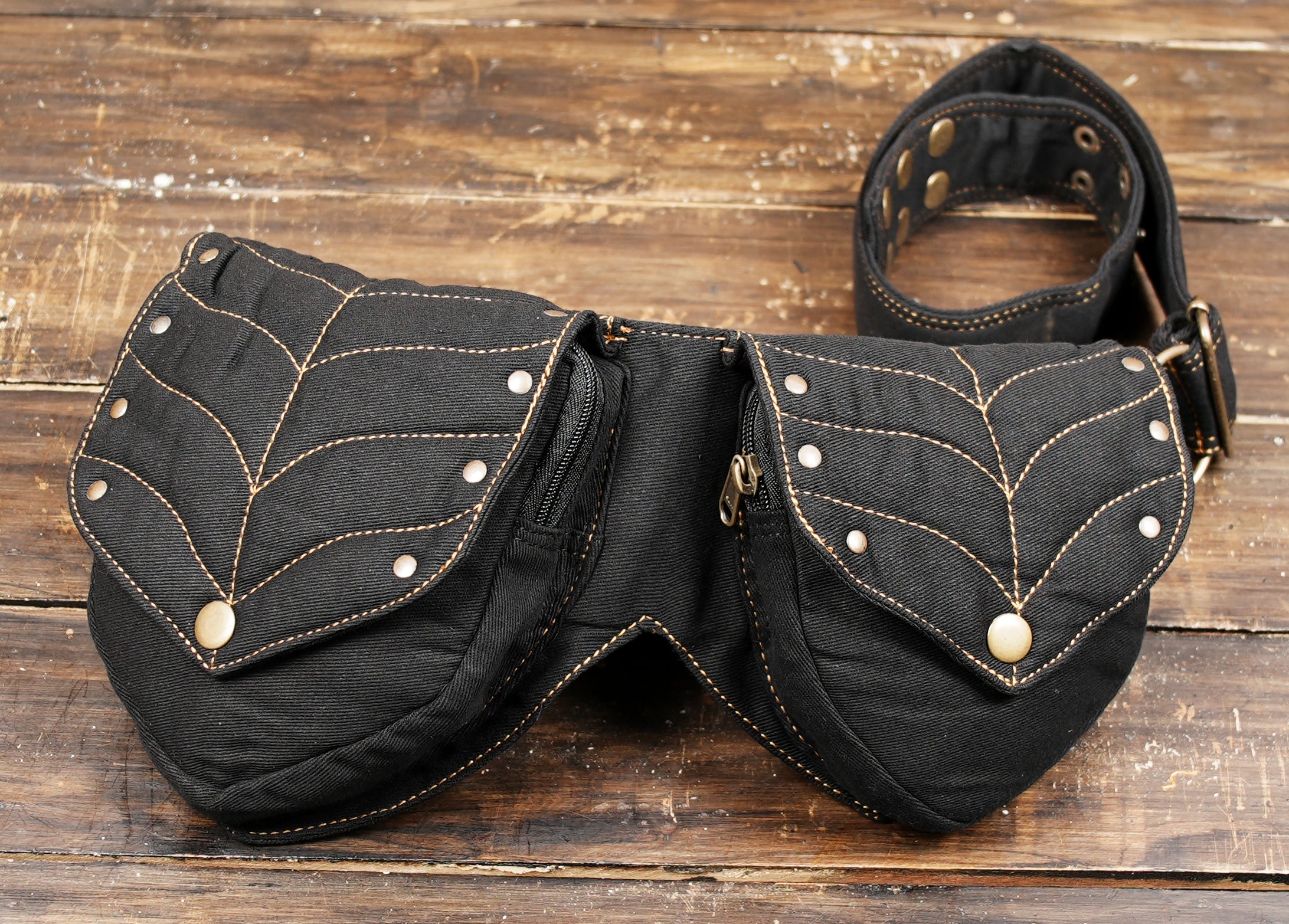 Stylish double pocket canvas belt bag for festivals and outdoor adventures