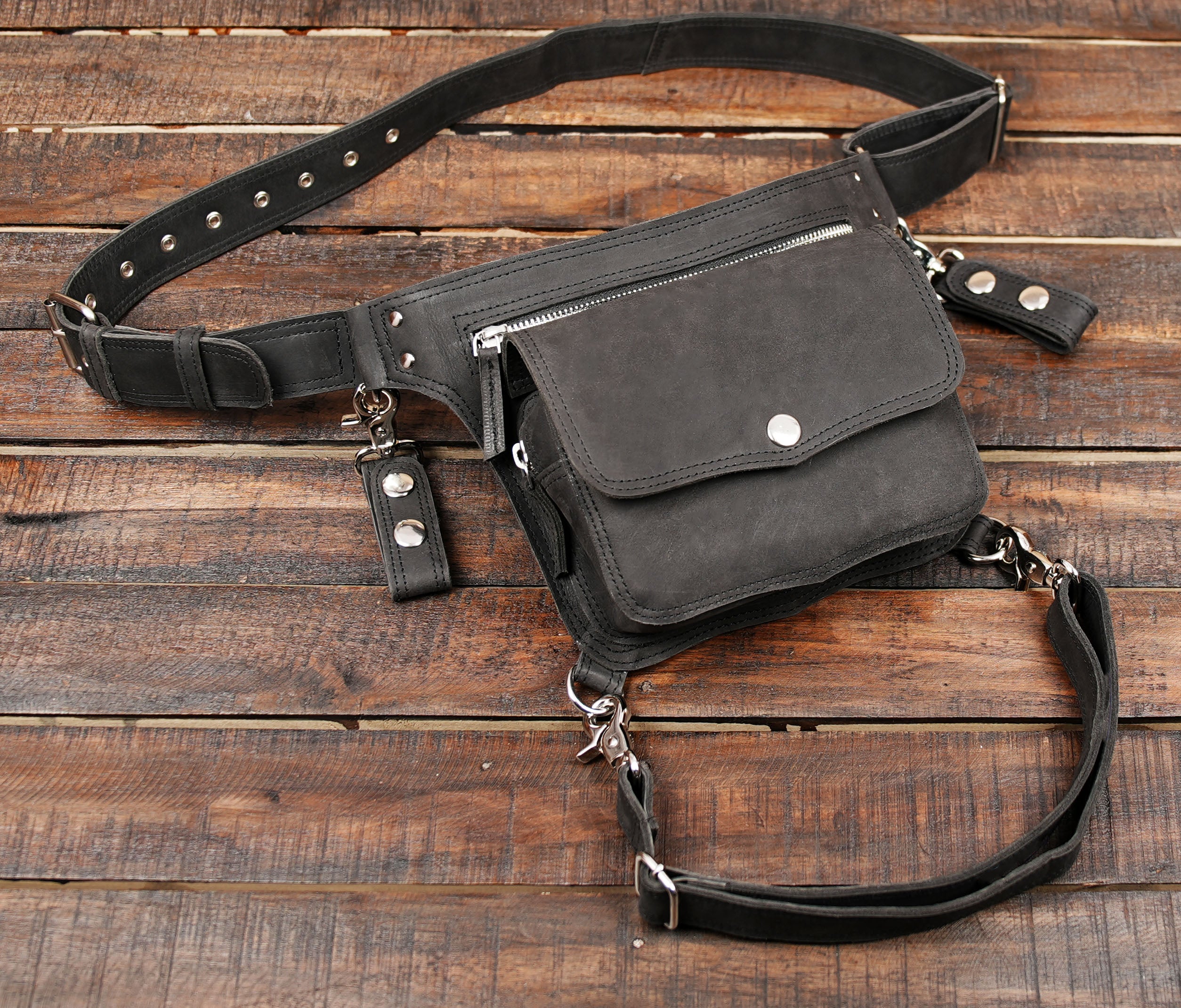 Black Leather Thigh Belt – Burning Man & Gothic Fashion