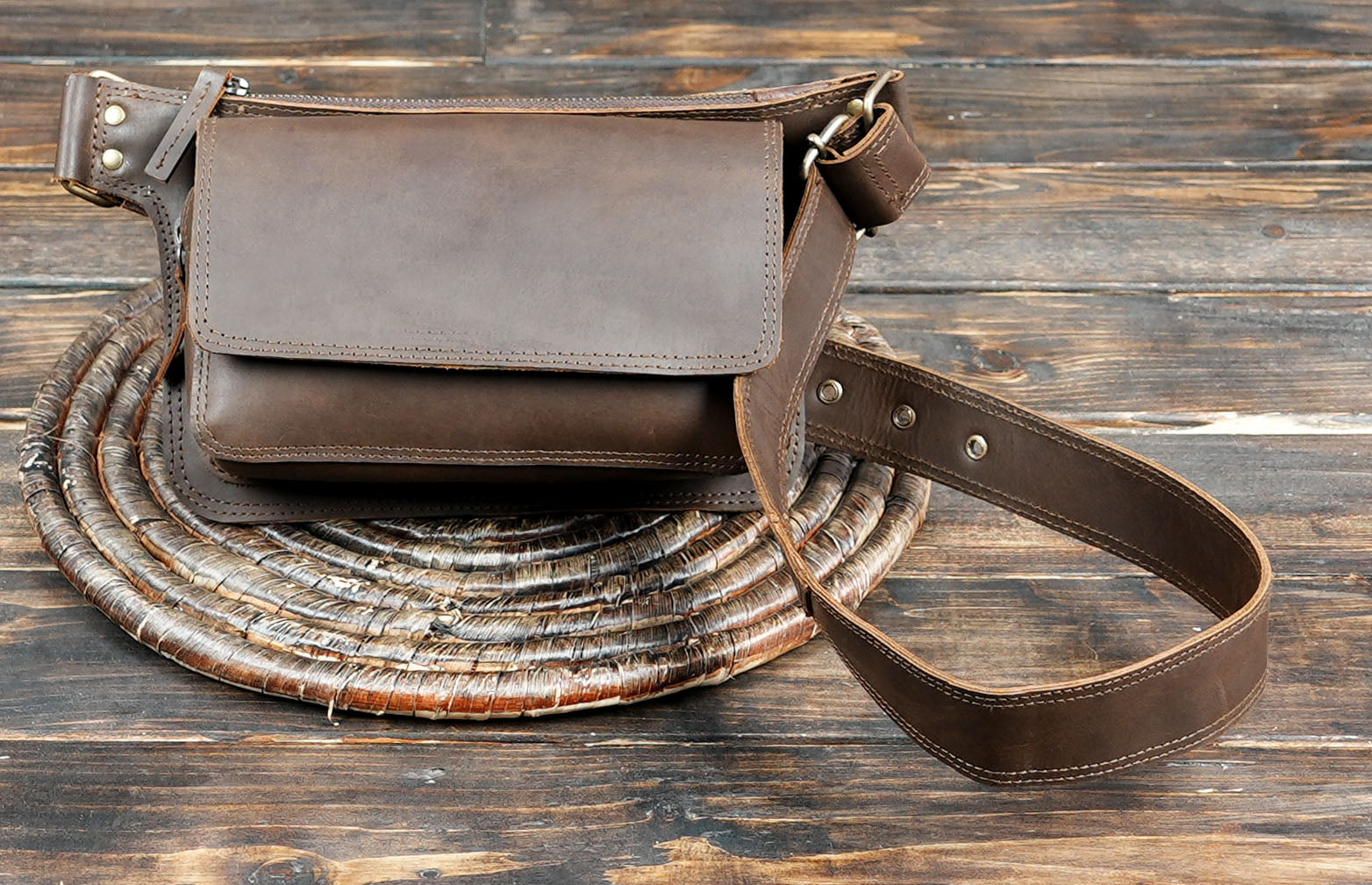 Buy Handmade Leather Waist Bag With Adjustable Belt, Festival Utility Bag and Fanny Pack, Leather Hip with steel iron
