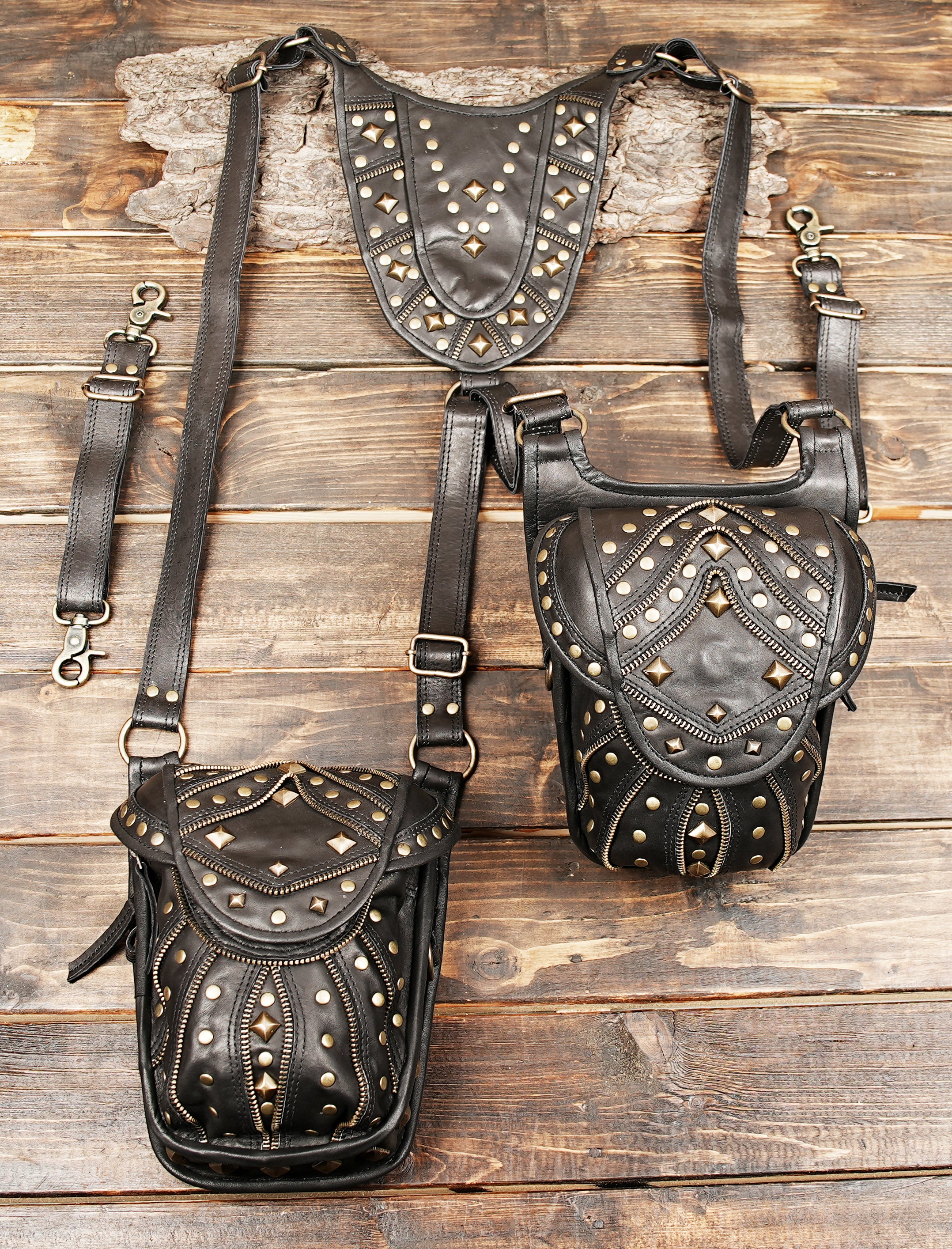  Leather Holster Bag, Real Leather Shoulder Bag, Leather Festival Bag, Chest Bag, Leather Men Harness Bag, Leather Travel Bag