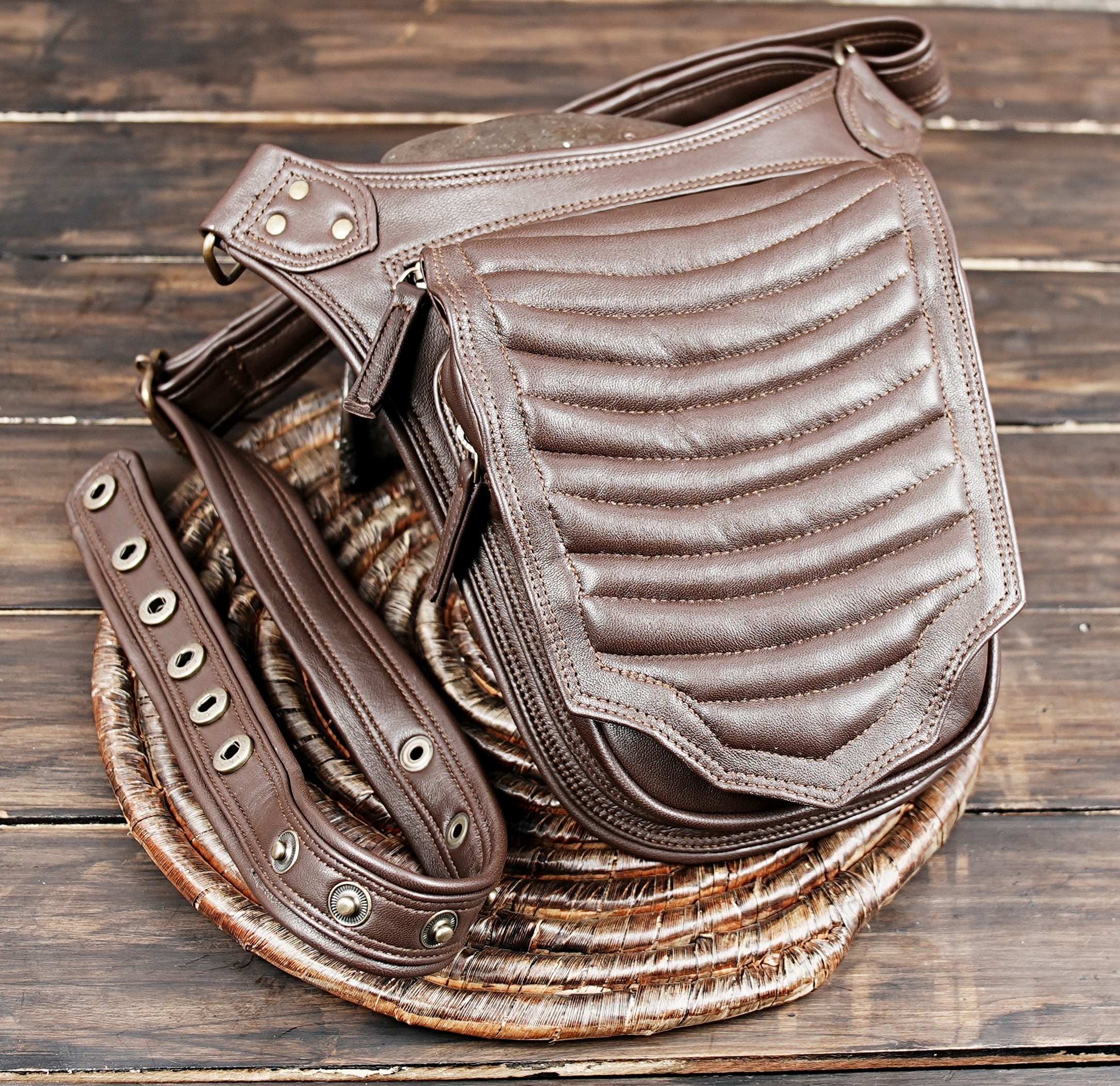 Leather waist bag women