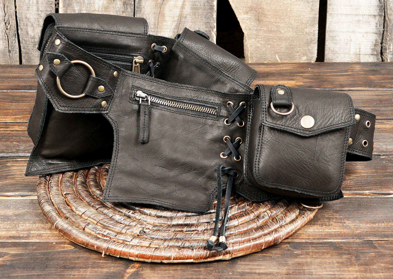 Buy Handmade Leather Festival Belt Bag: Bohemian Hip Pack Online in USA