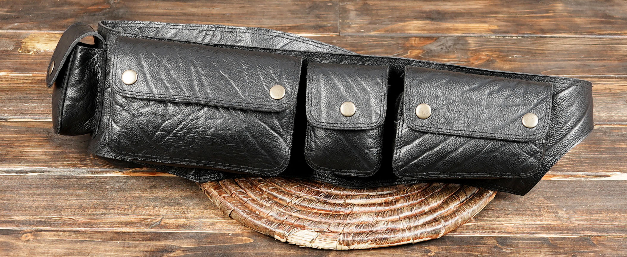 Multi-Functional Leather Waist Belt – Handmade Utility Festival Bag