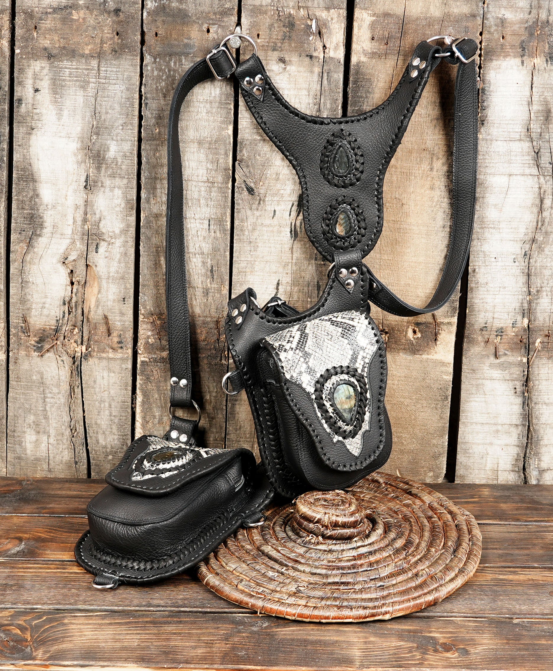 Handmade from premium quality black leather