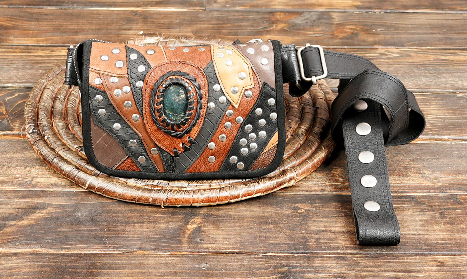 Unique gemstone centerpiece with tribal design