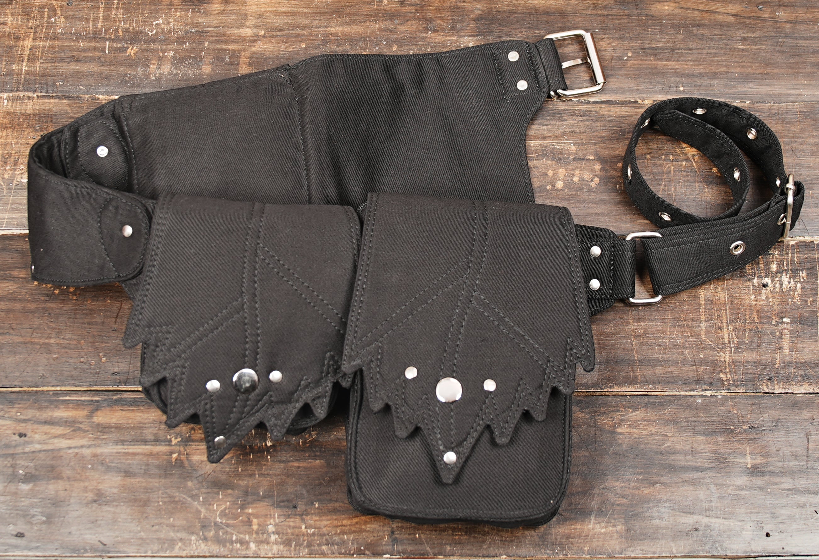 Cotton hip pouch with gemstone accent and utility design