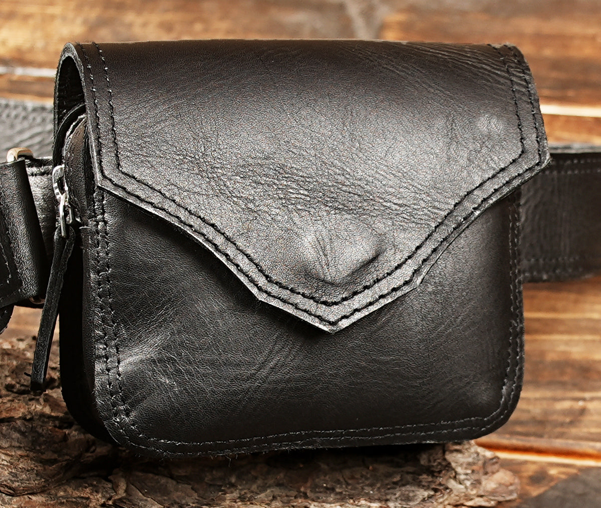 Genuine Leather Fringe Belt Bag: Boho Festival Waist Bag with zipper 