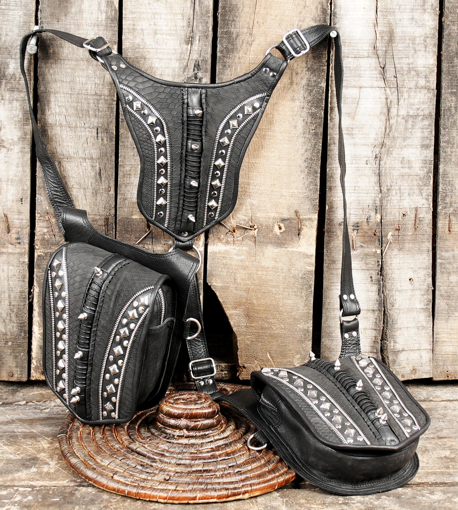 Steampunk Shoulder Harness Bag Anti Wear for Short Trips Backpacking with steel fitting  Accessories