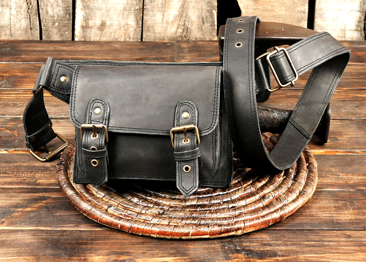 Genuine Leather Waist Bag for Men & Women
