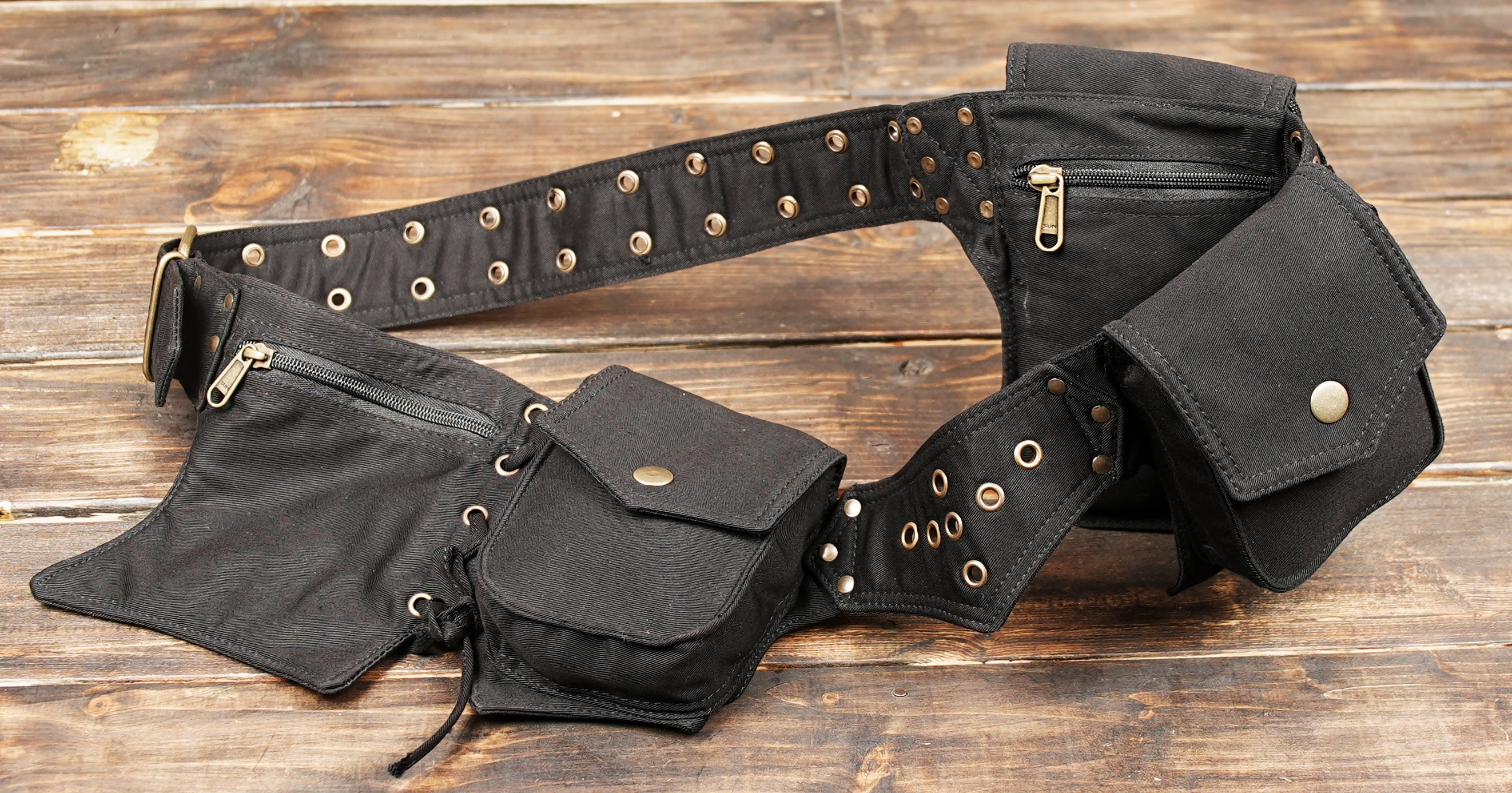 Cosplay leather waist thigh bag with pouches for phone and wallet