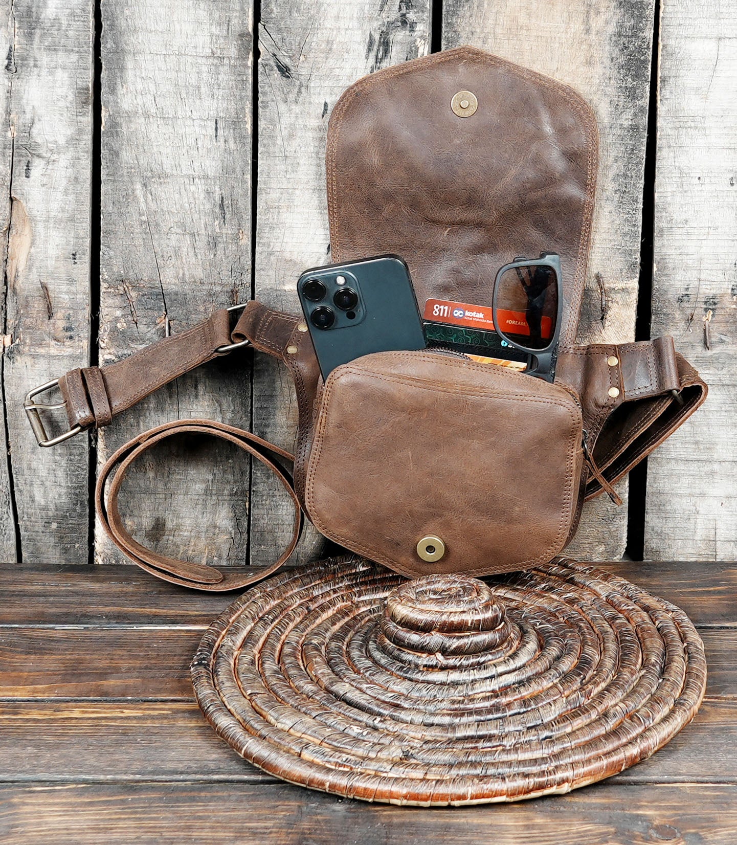 This Handmade Brown Leather Waist Belt is a unique blend of style, function, and craftsmanship.