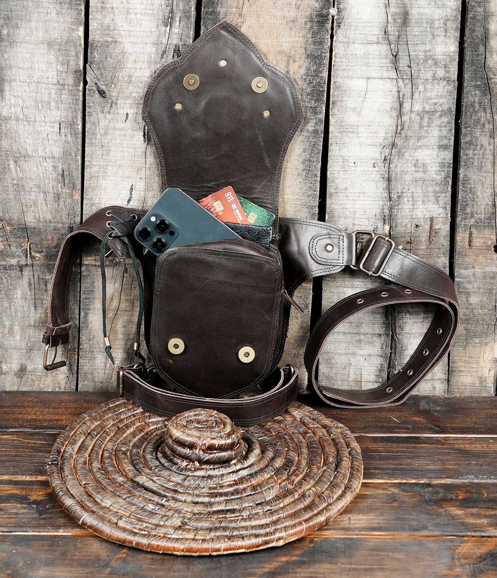 Leather Utility Belt: Festival Steampunk Hip Bag