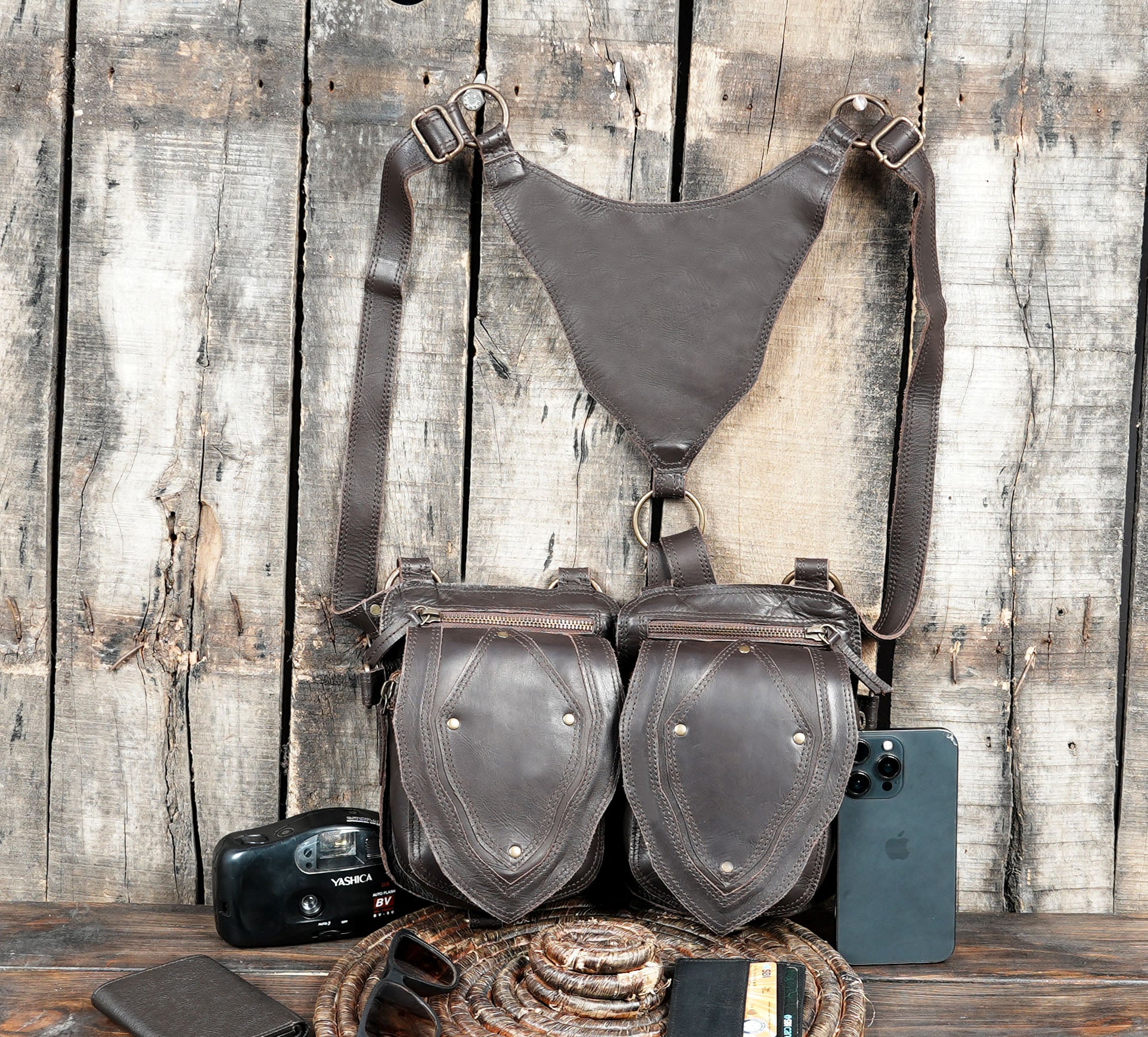 Dual pouches provide secure and convenient storage