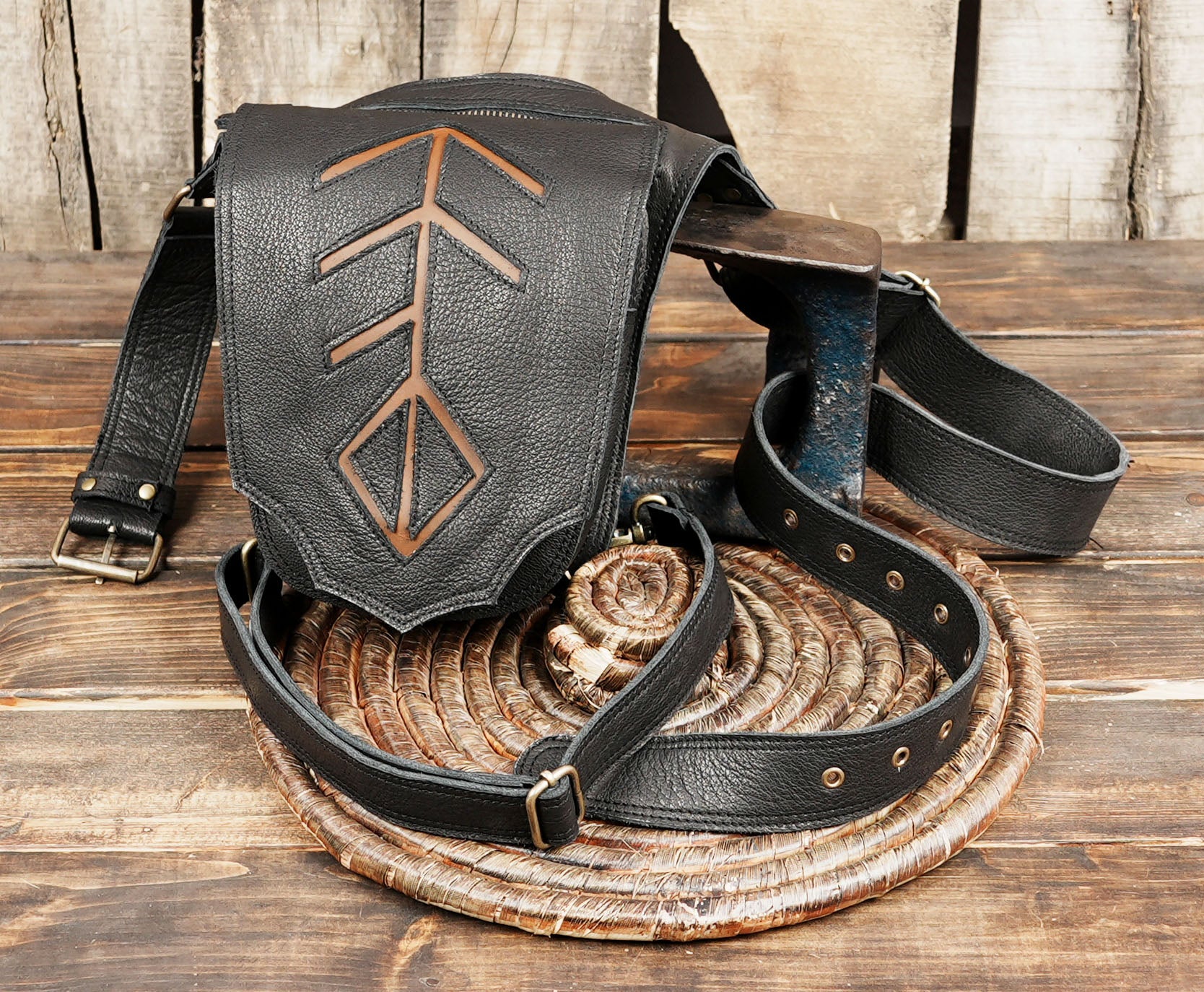 Leather Waist & Thigh Belt Bag – Festival Utility Hip Pouch, Steampunk (LT-AB-WBTS-6040)