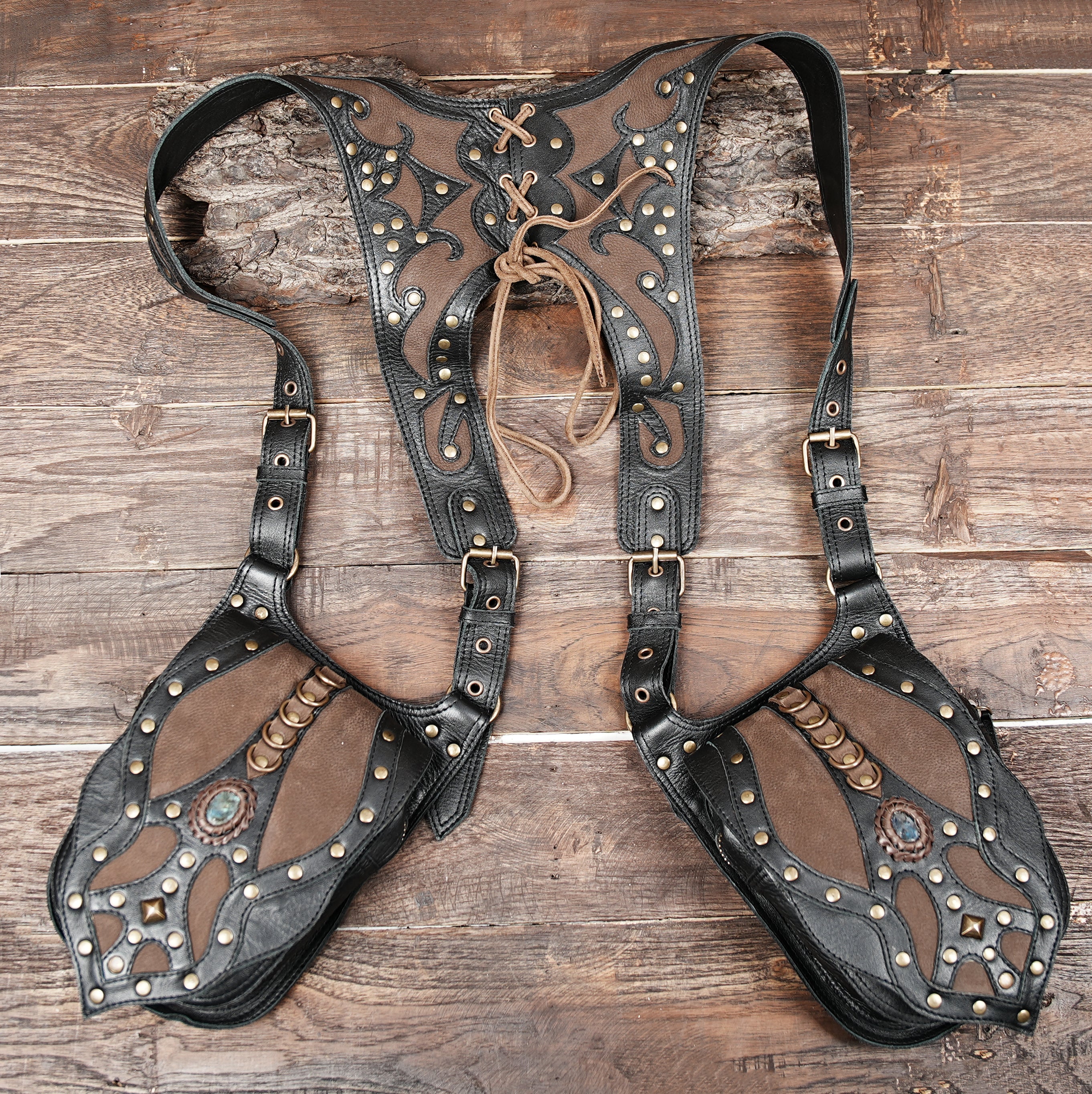 Buy Handmade Leather Holster Belt With Dual Utility Pouches 