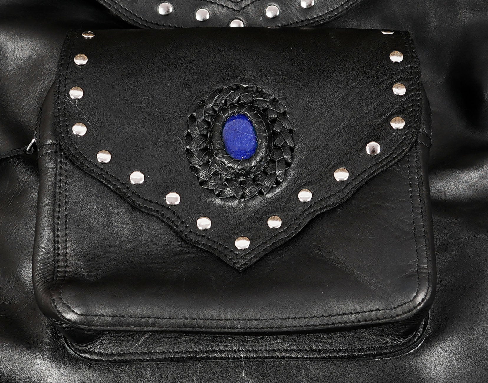 tan / turquoise fringed bag