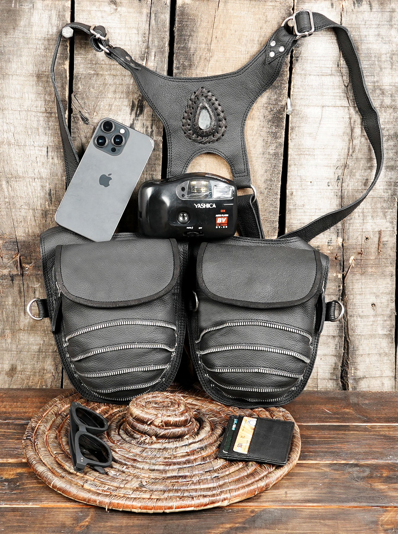 Genuine leather chest holster for urban fashion lovers