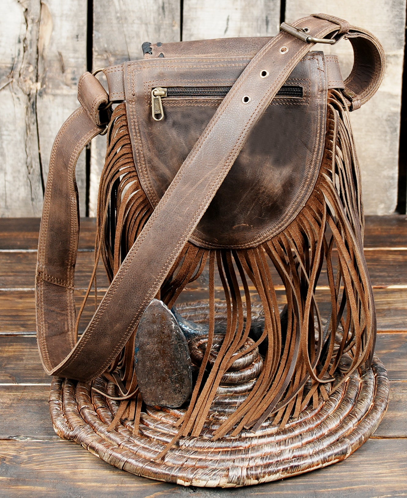 Buy Brown Leather Utility Belt Pouch With Real Gems Stone Online in USA