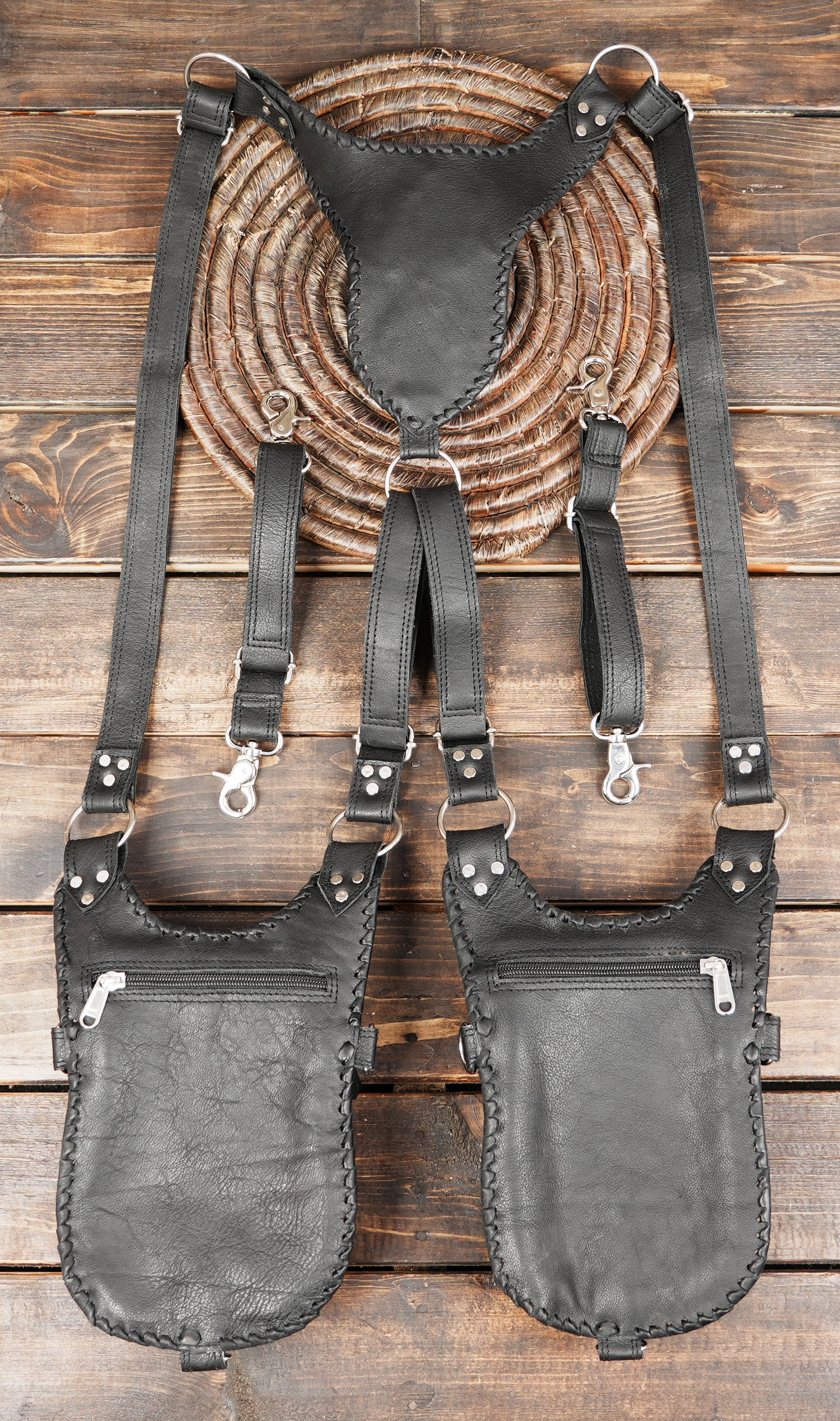 Boho and steampunk crossover leather utility holster with exotic texture