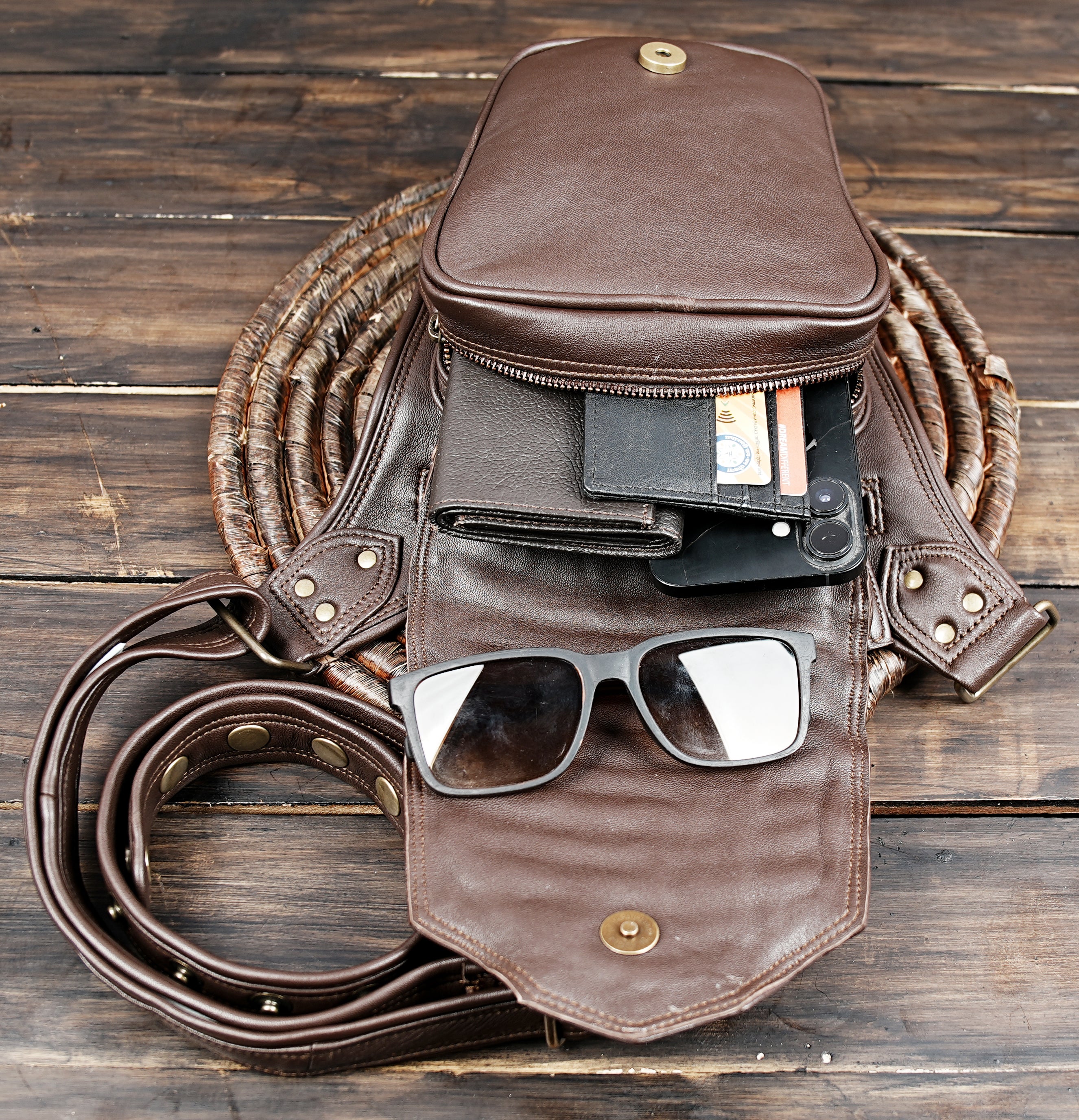 Handmade leather crossbody bag