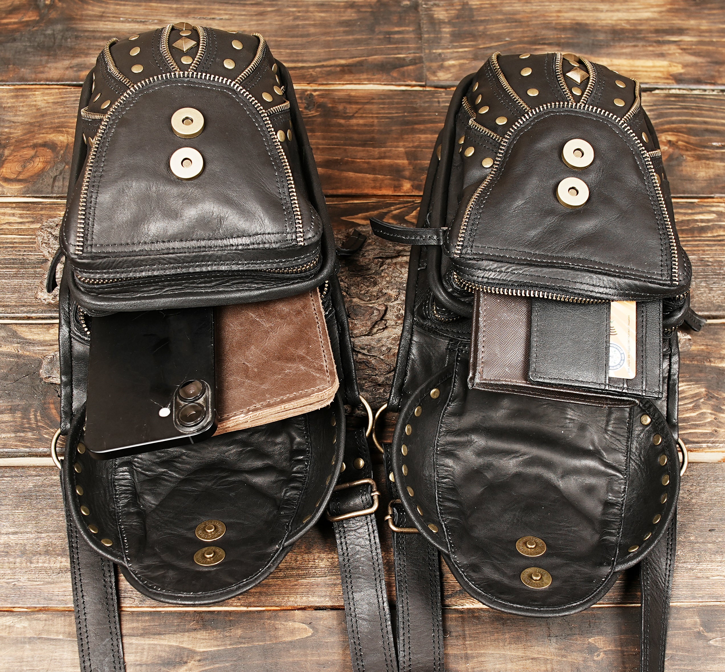 Leather harness holster bag styled .
