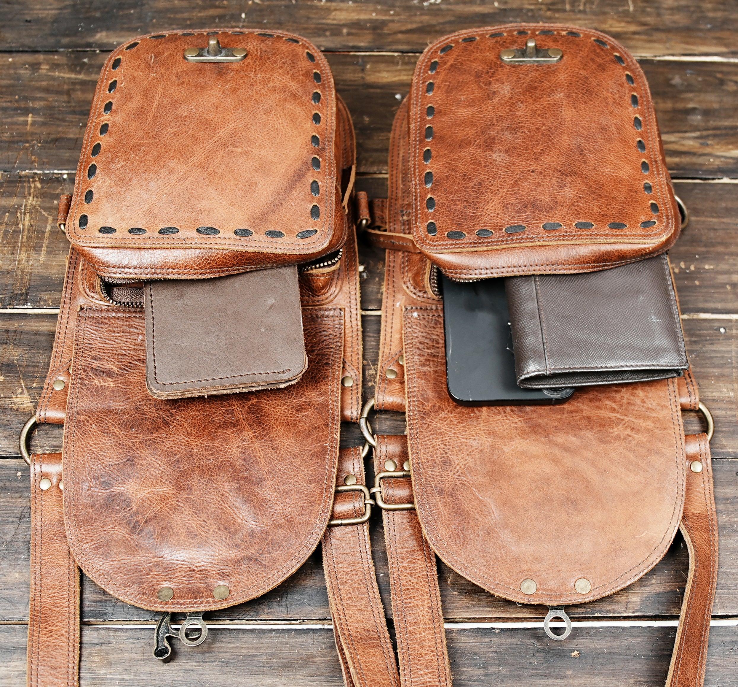 Buy Handmade Leather Holster Belt With Dual Utility Pouches, Steampunk Festival Leather Harness Belt with best metal lock 