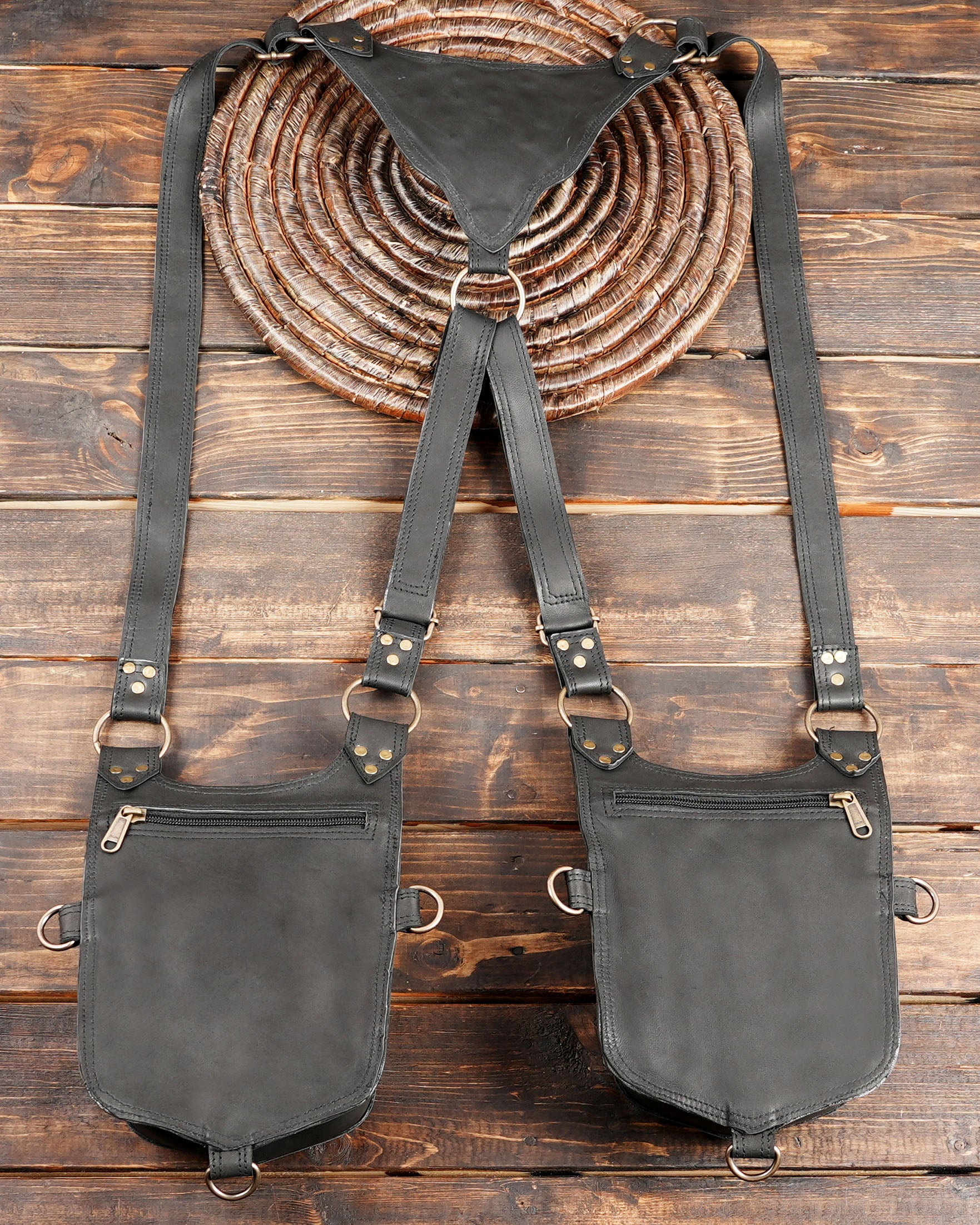 Steampunk-style dual holster bag for men
