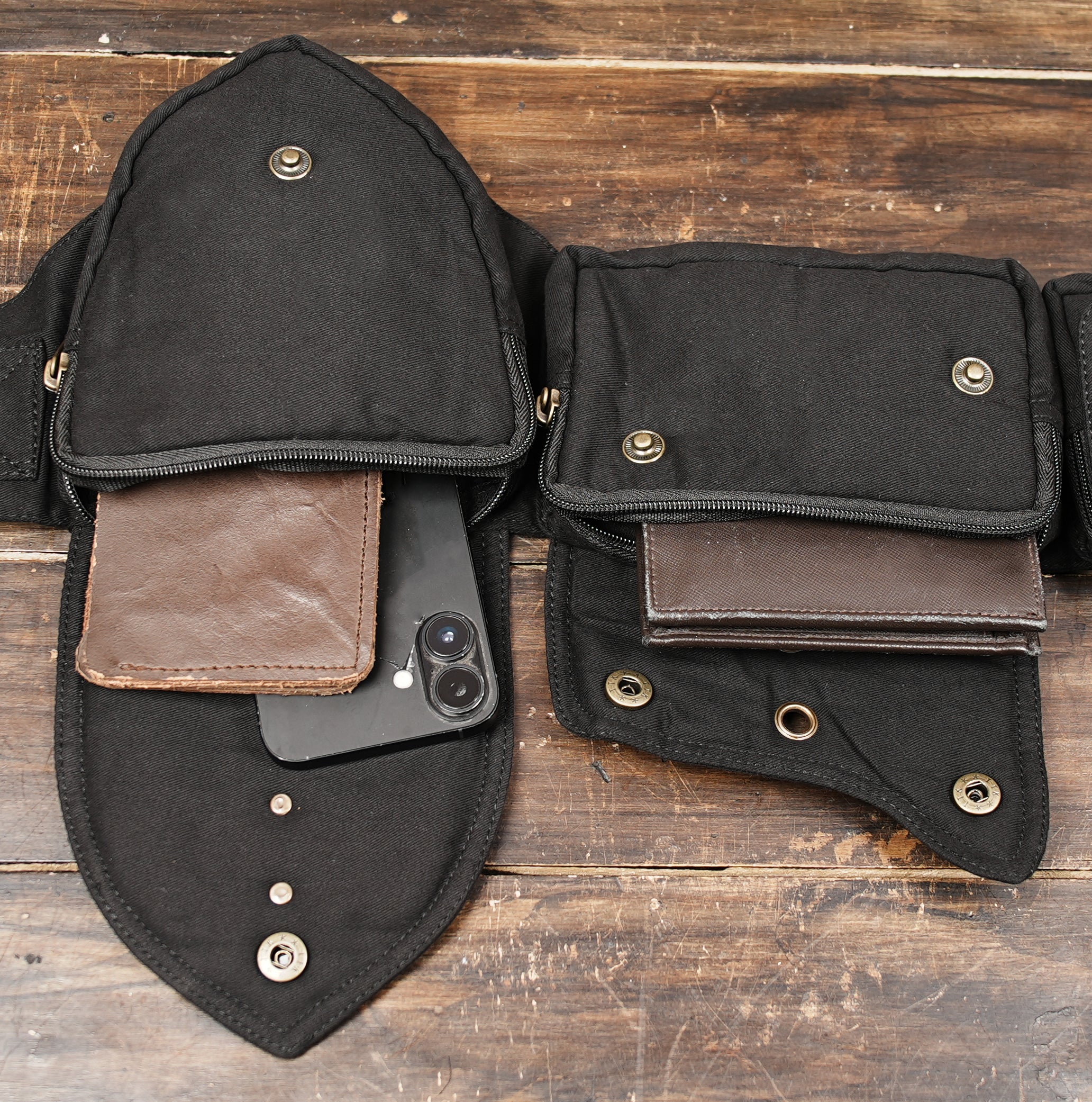 Black utility belt with pockets