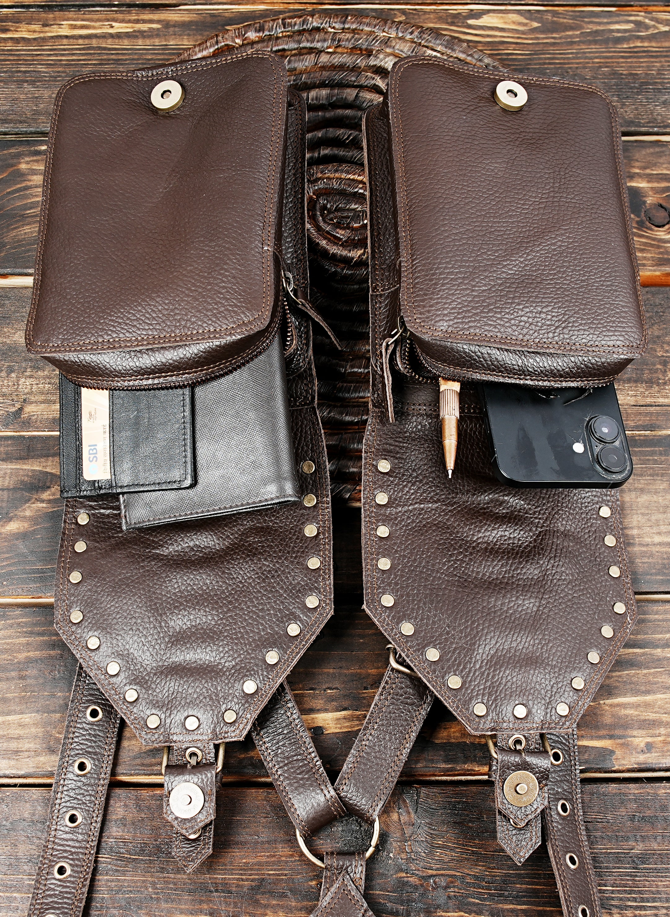 Handmade Leather Holster Bag, Brown Leather Shoulder Bag, Leather Festival Bag, Travel bag, Leather Men Harness Bag for men and women 