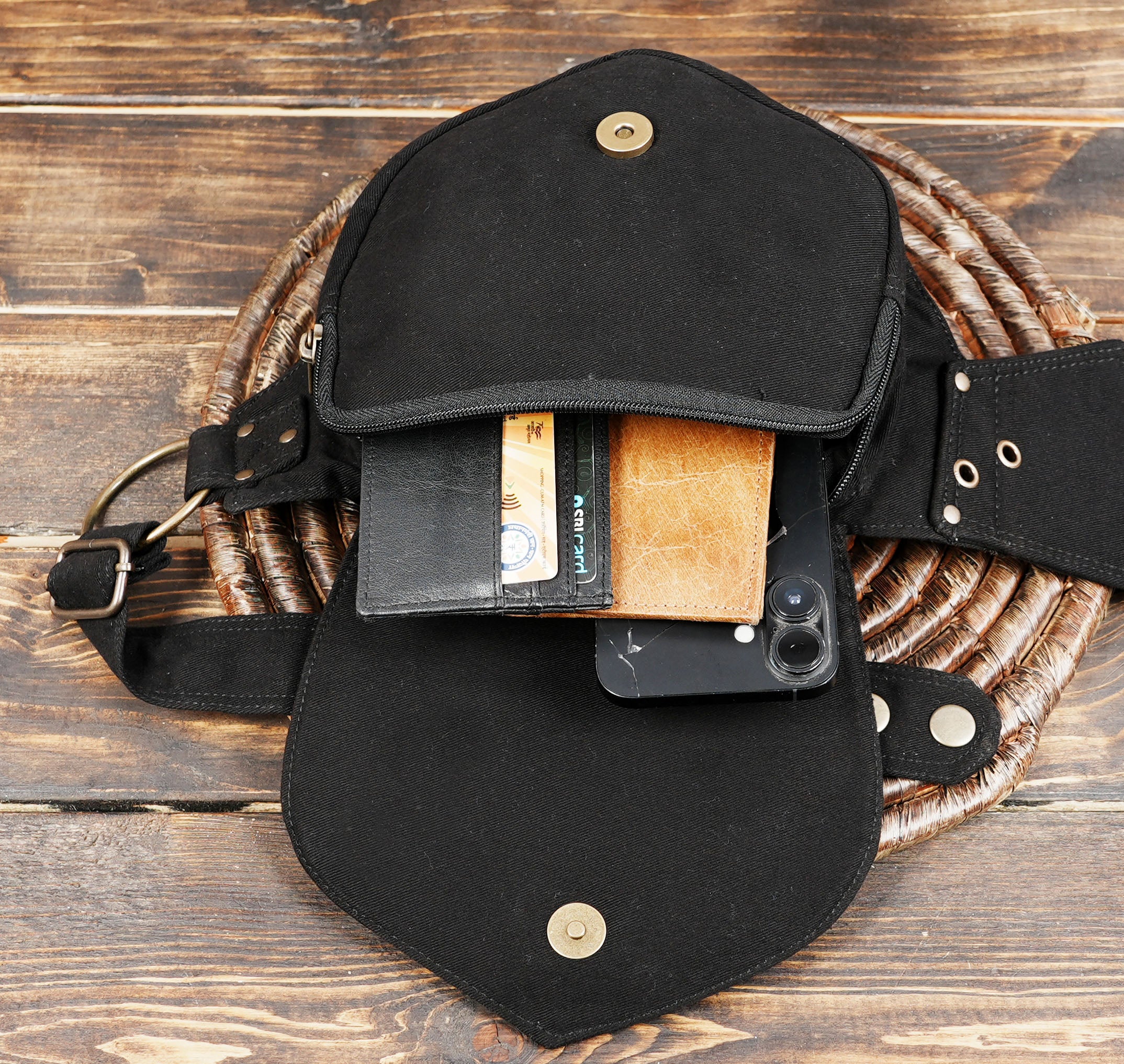 Hip Bag , Pocket Belt , Waist Bag , Black Festival Money 