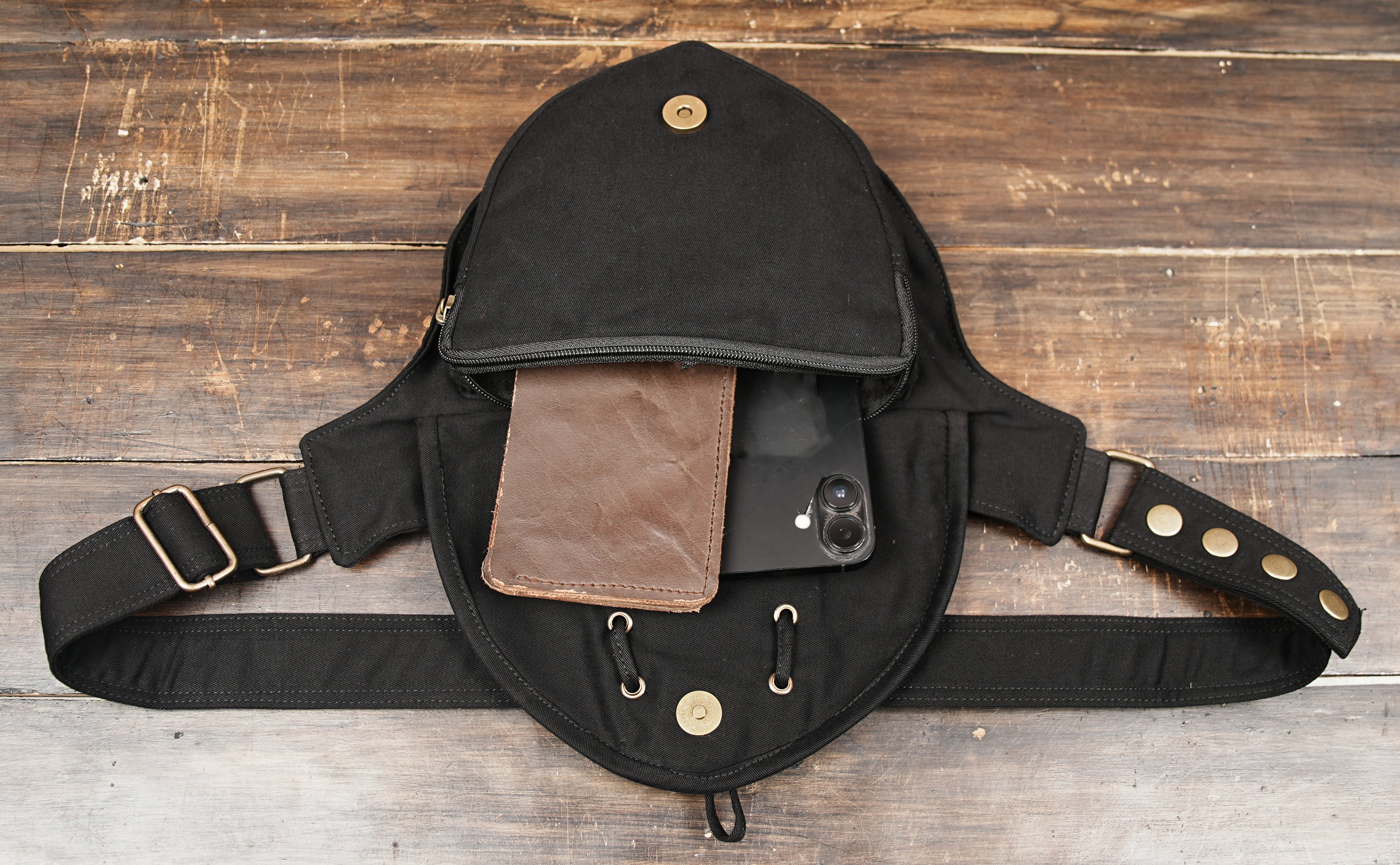 Real Leather Brown Waist Bag Elegant Style Travel Pouch
