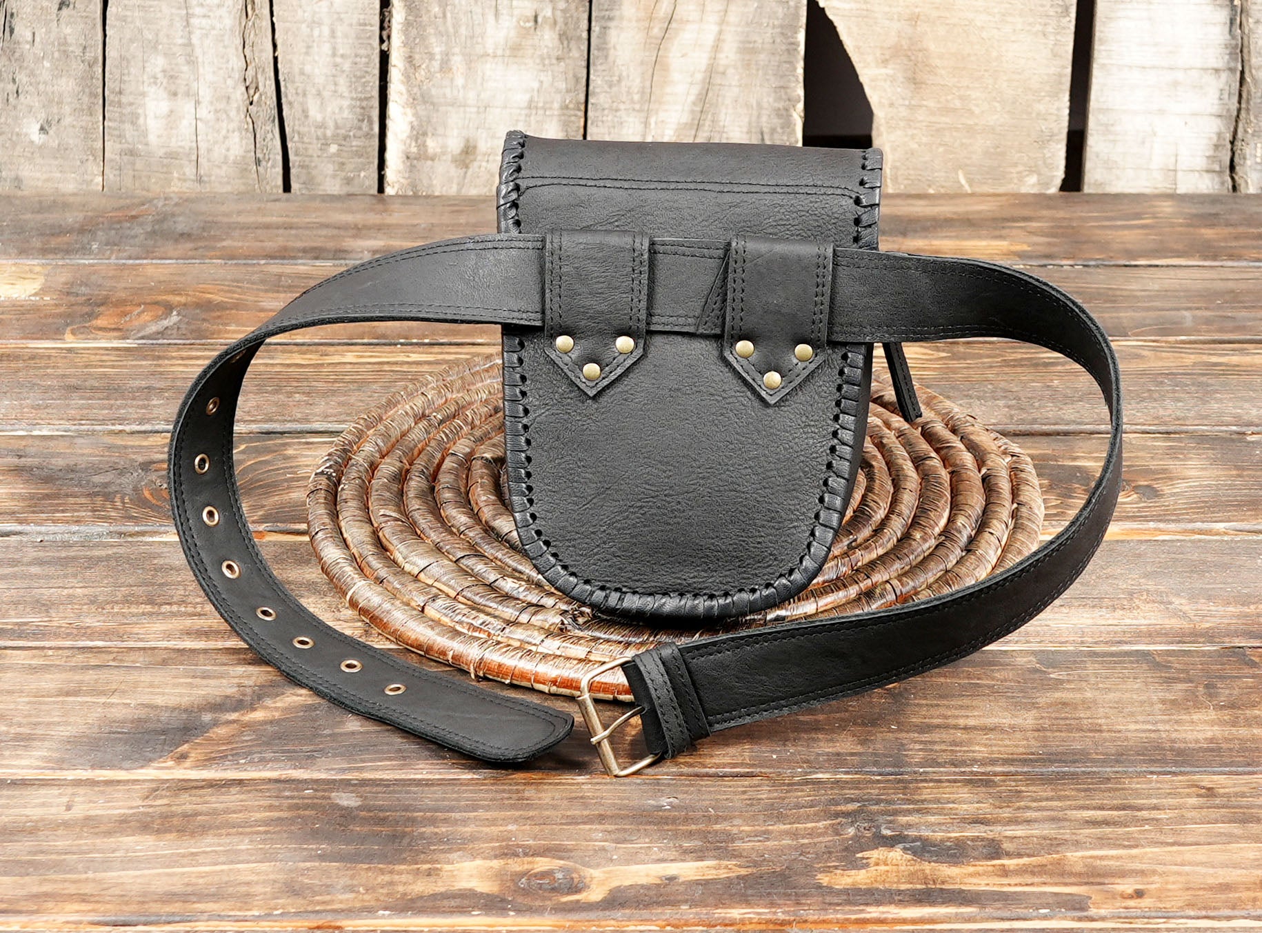 Western festival leather belt bag for men and women