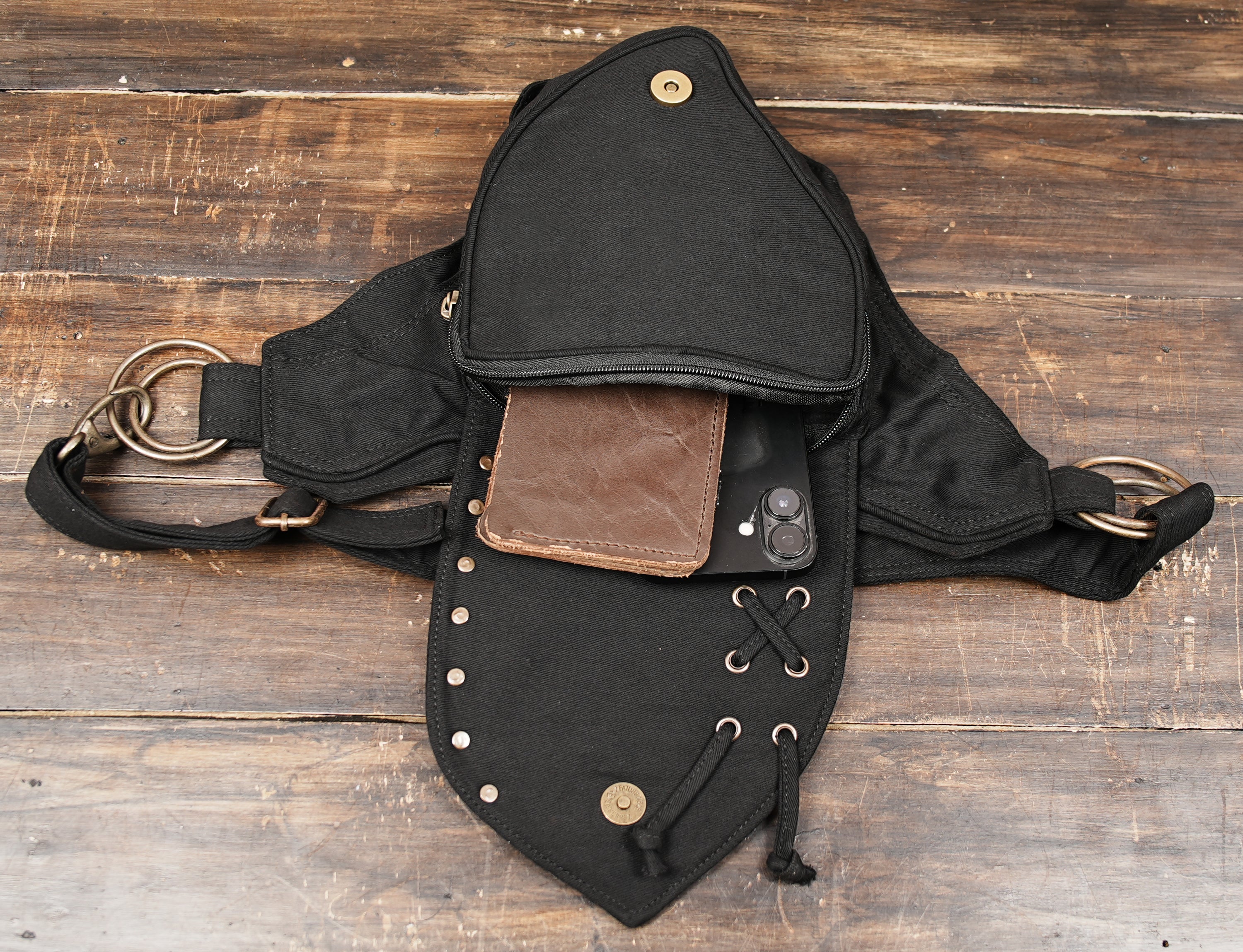 Festival pocket belt, utility belt, sacred geometry flower of life, cotton hip bag with lacing vegan canvas fanny pack bum bag pocket