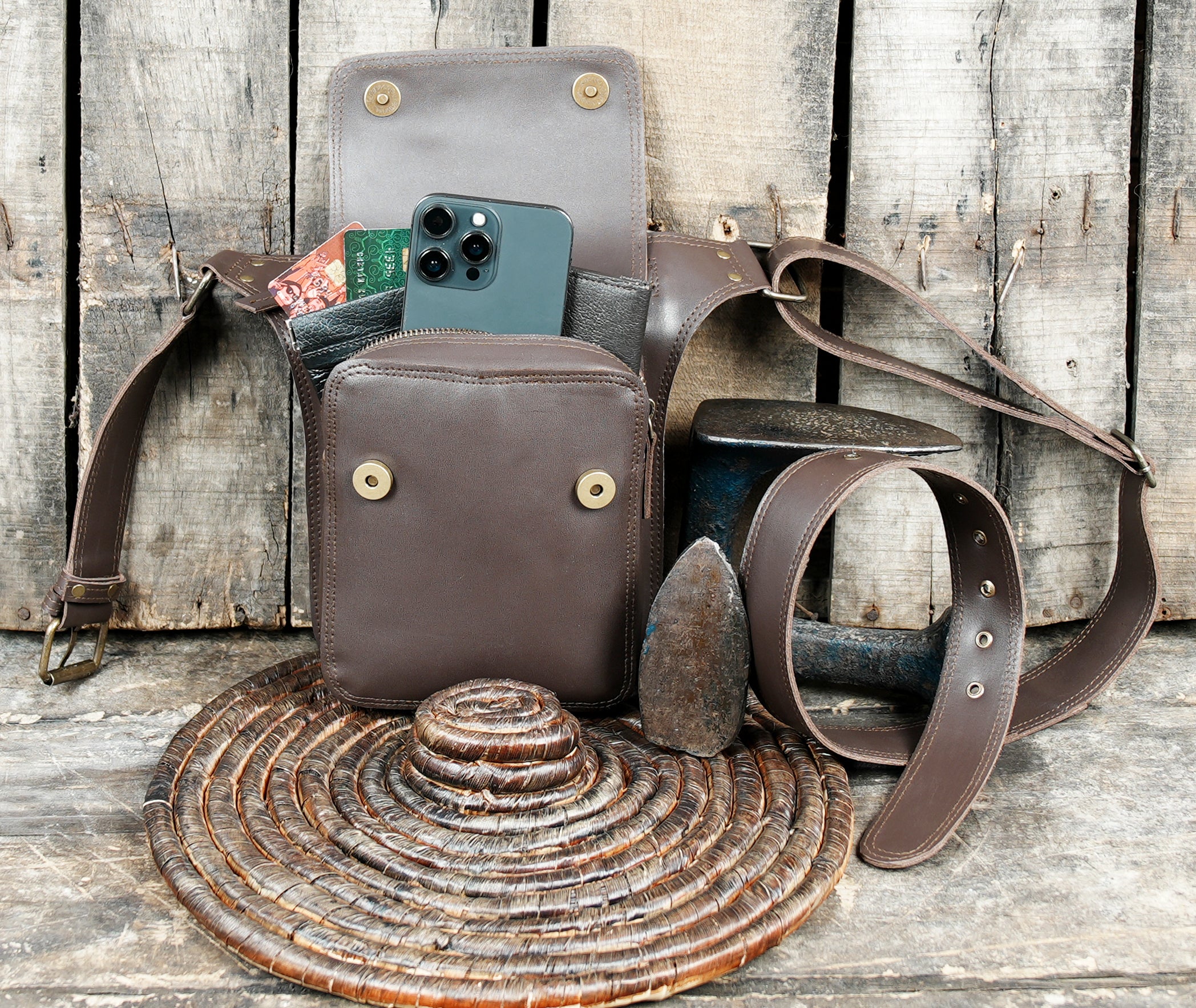 Buy Leather Fanny Pack Men, Brown for men and women 