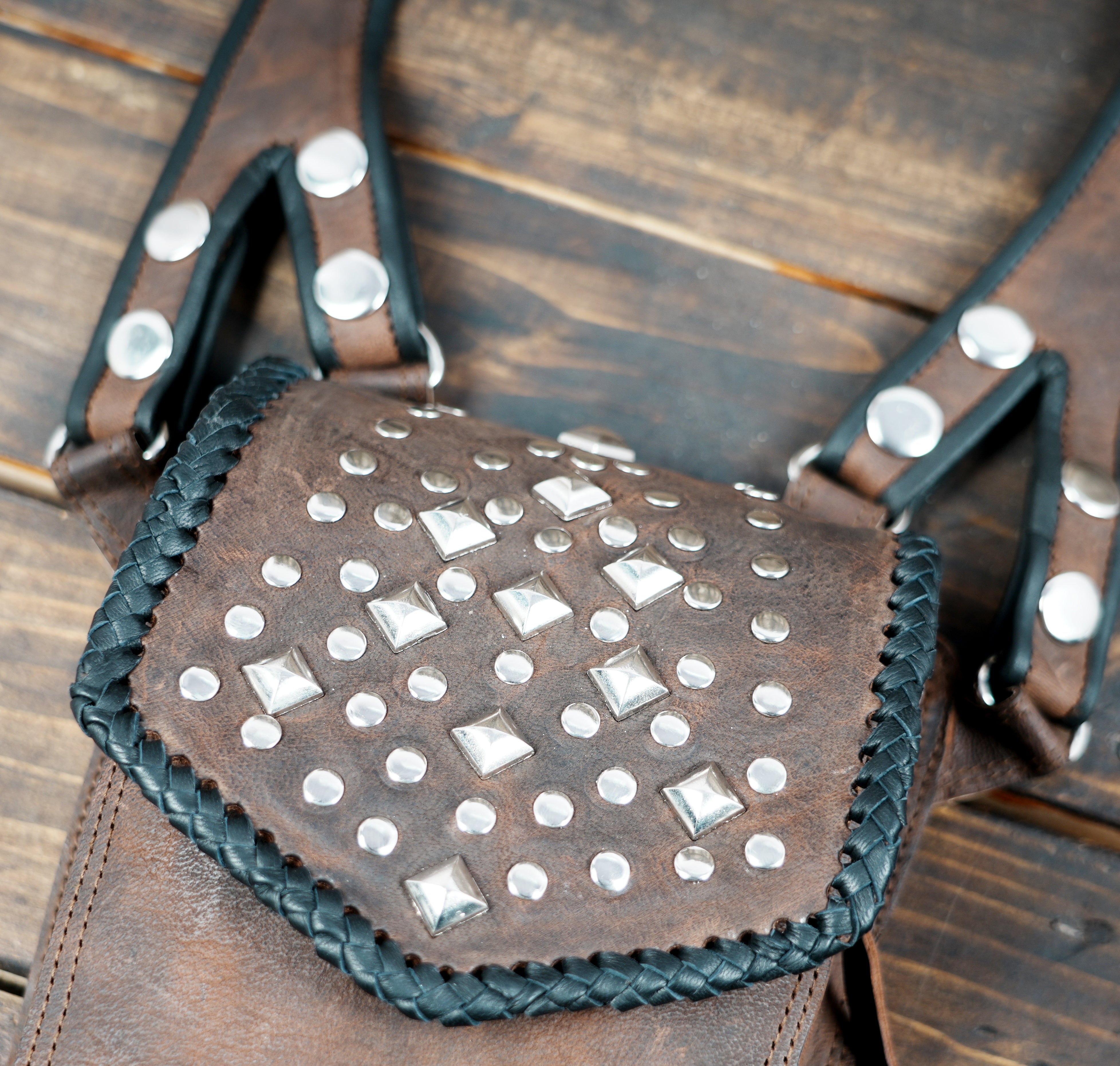 Shoulder Harness Bag Case Wallet Underarm Bag Steampunk for Bike Motorcycle brown Clothing, Shoes & Accessories | Men Accessories | Backpacks, Bags & Briefcases  with silver steel 