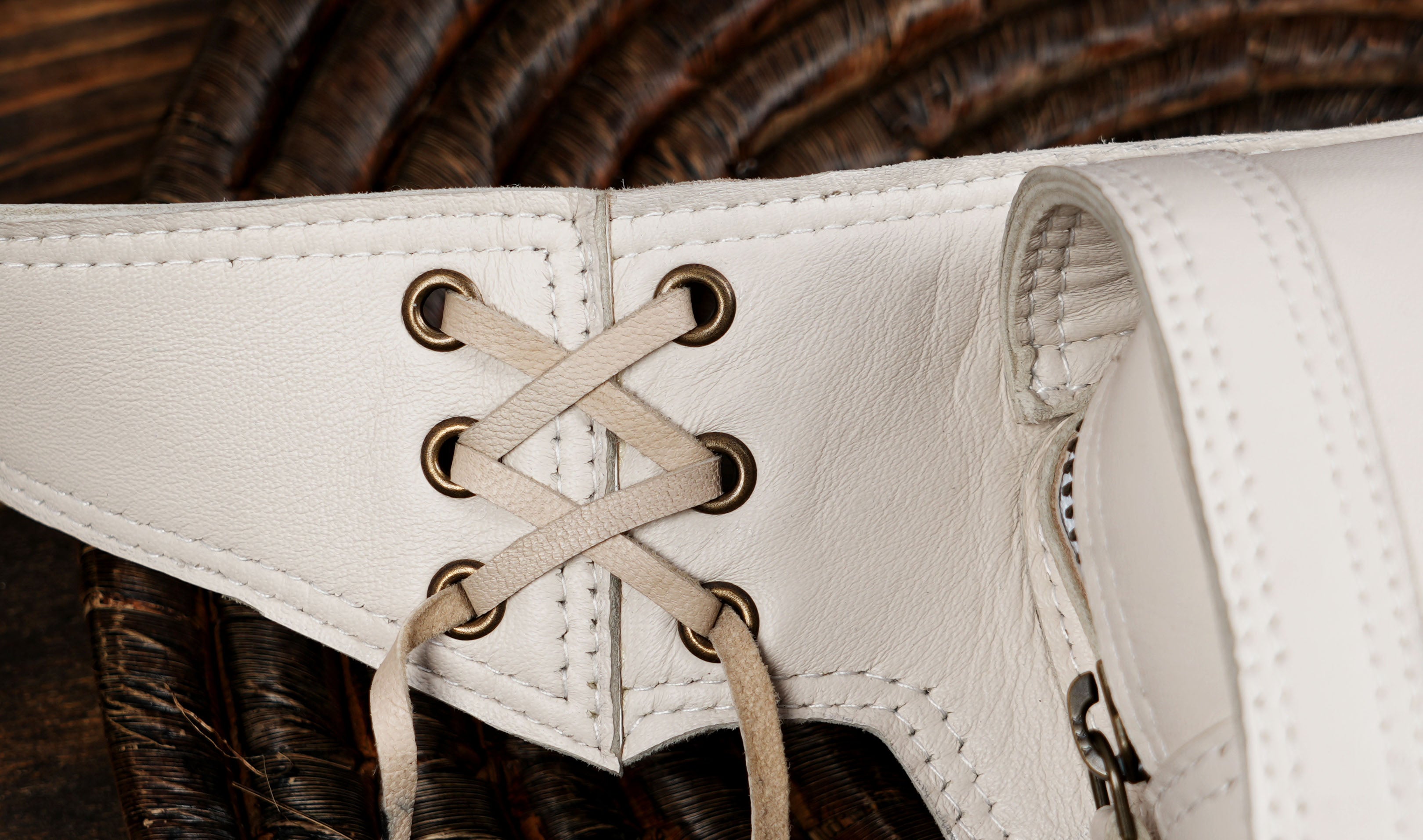 Unisex leather waist bag with natural Labradorite stone