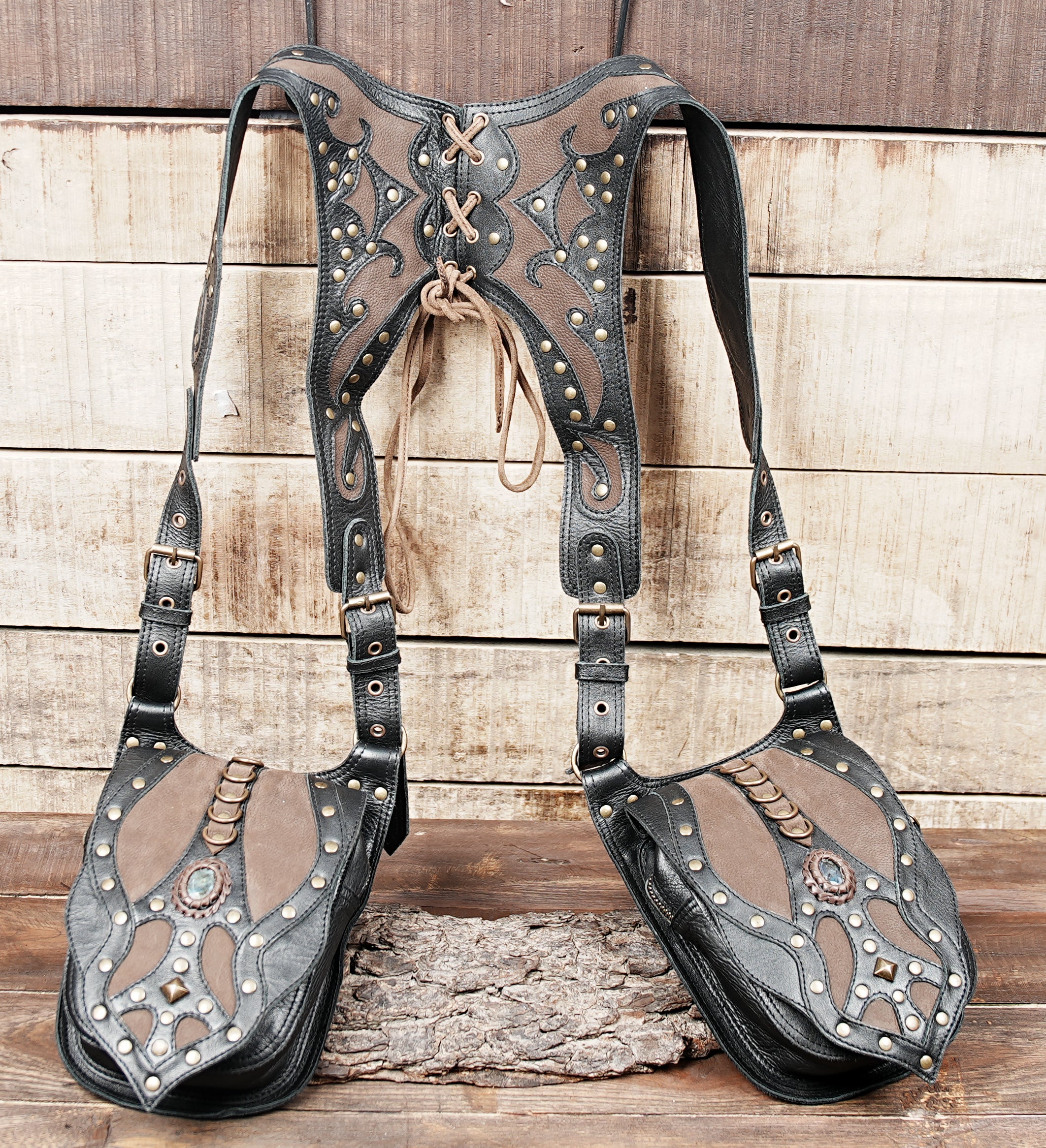 Leather Holster Bag, Phone Holster Vest, Chest Holsters, Festival Harness Bag biker pack and fit for men 