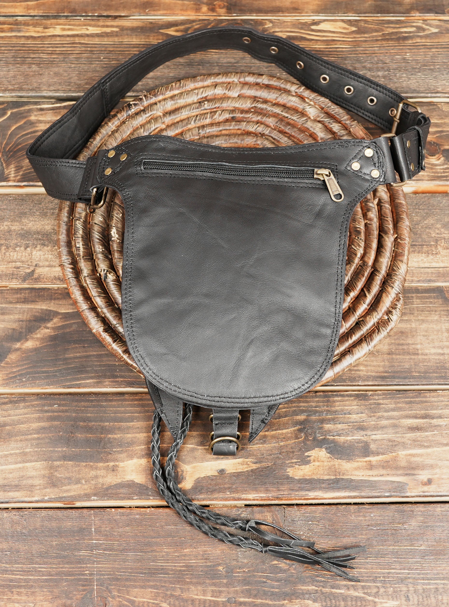 Luxury handmade hip bag with natural stone and bohemian aesthetic