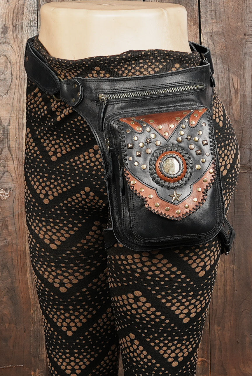 Tribal Leather Thigh Bag – Festival Utility Belt