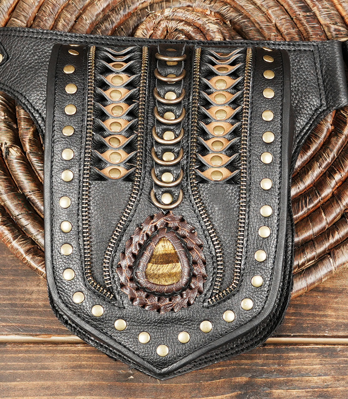 Handmade  Black Leather Waist Belt (LT-AB-WB-6180)