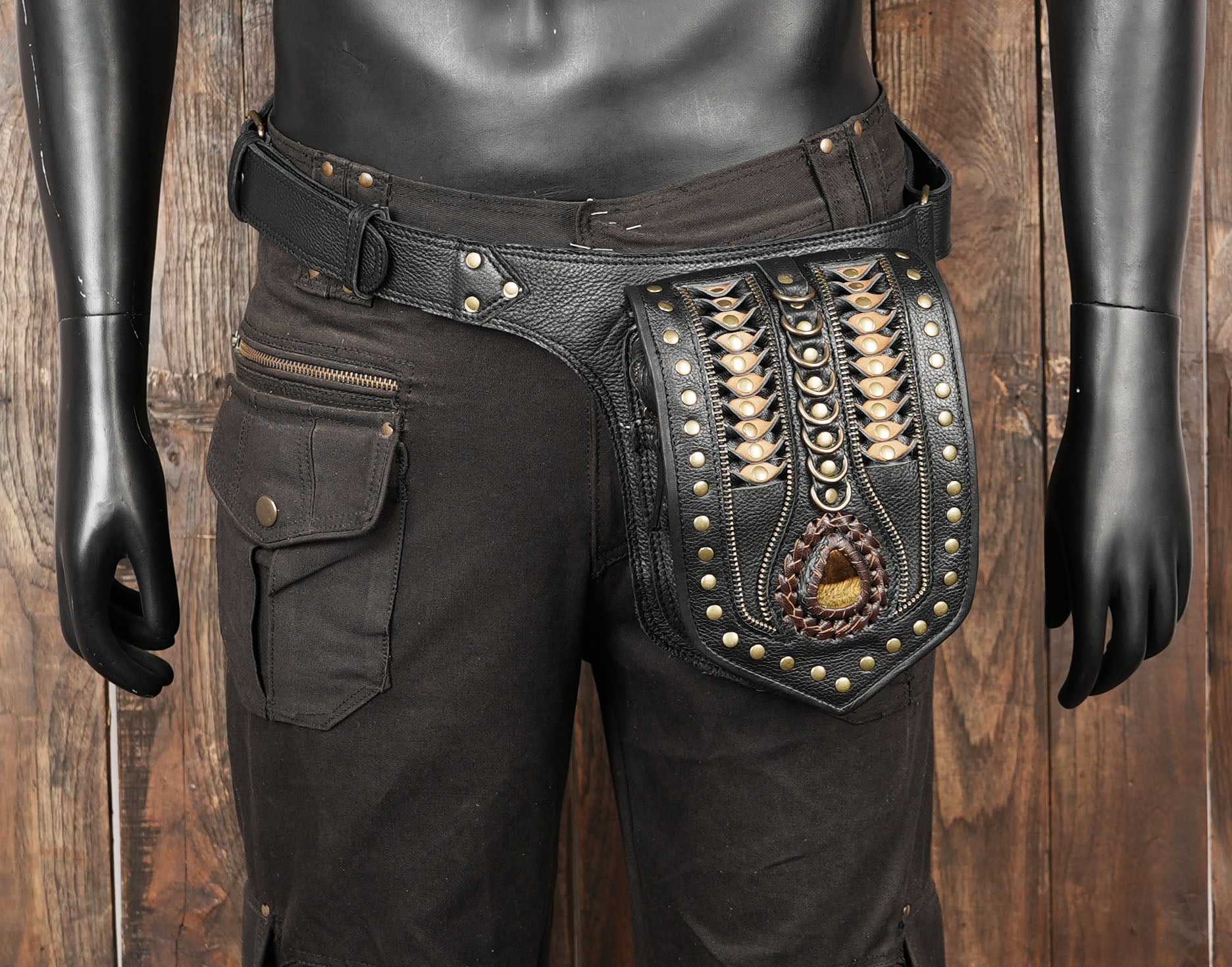 Handmade  Black Leather Waist Belt (LT-AB-WB-6180)