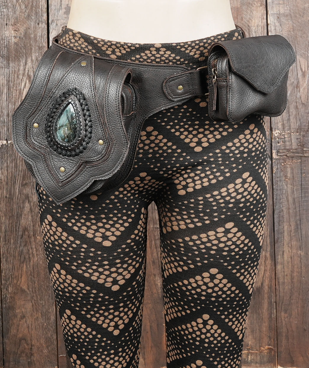 Handmade Leather Utility Belt Bag: Festival Fanny Pack with Leaf Design for men and women 