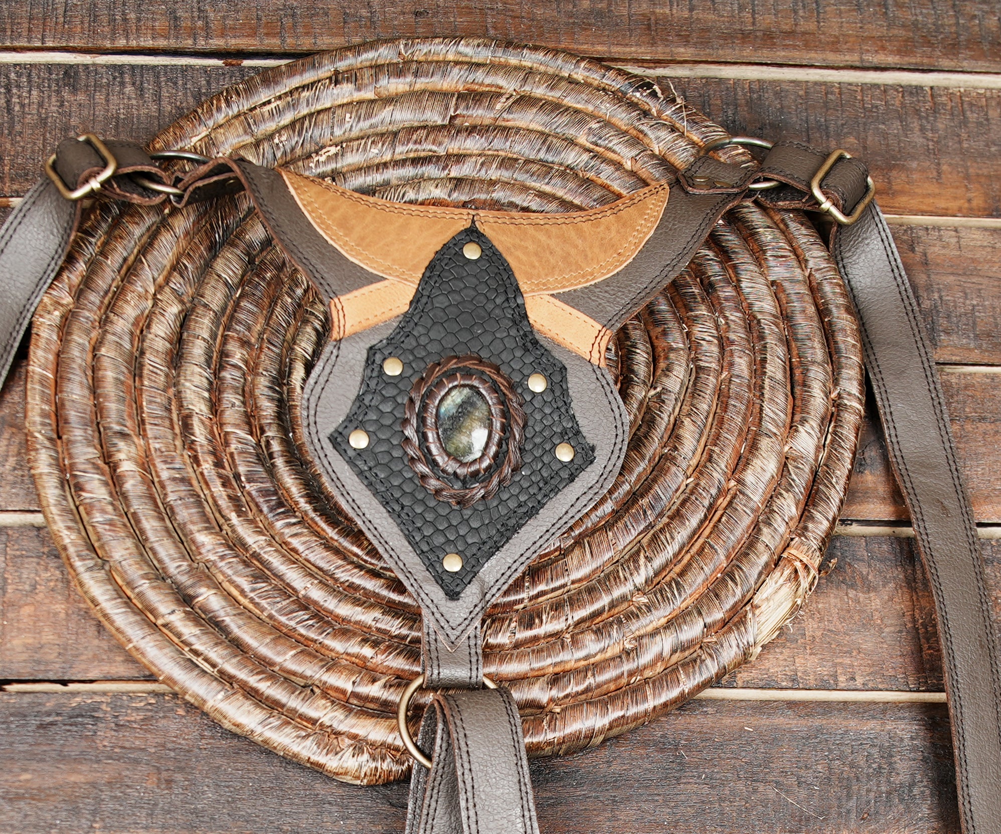 Handmade Leather Holster Belt with Dual Utility Pouches, Steampunk Festival Leather Harness Belt with Gemstone Design, Burning Man  and  women both Holster 