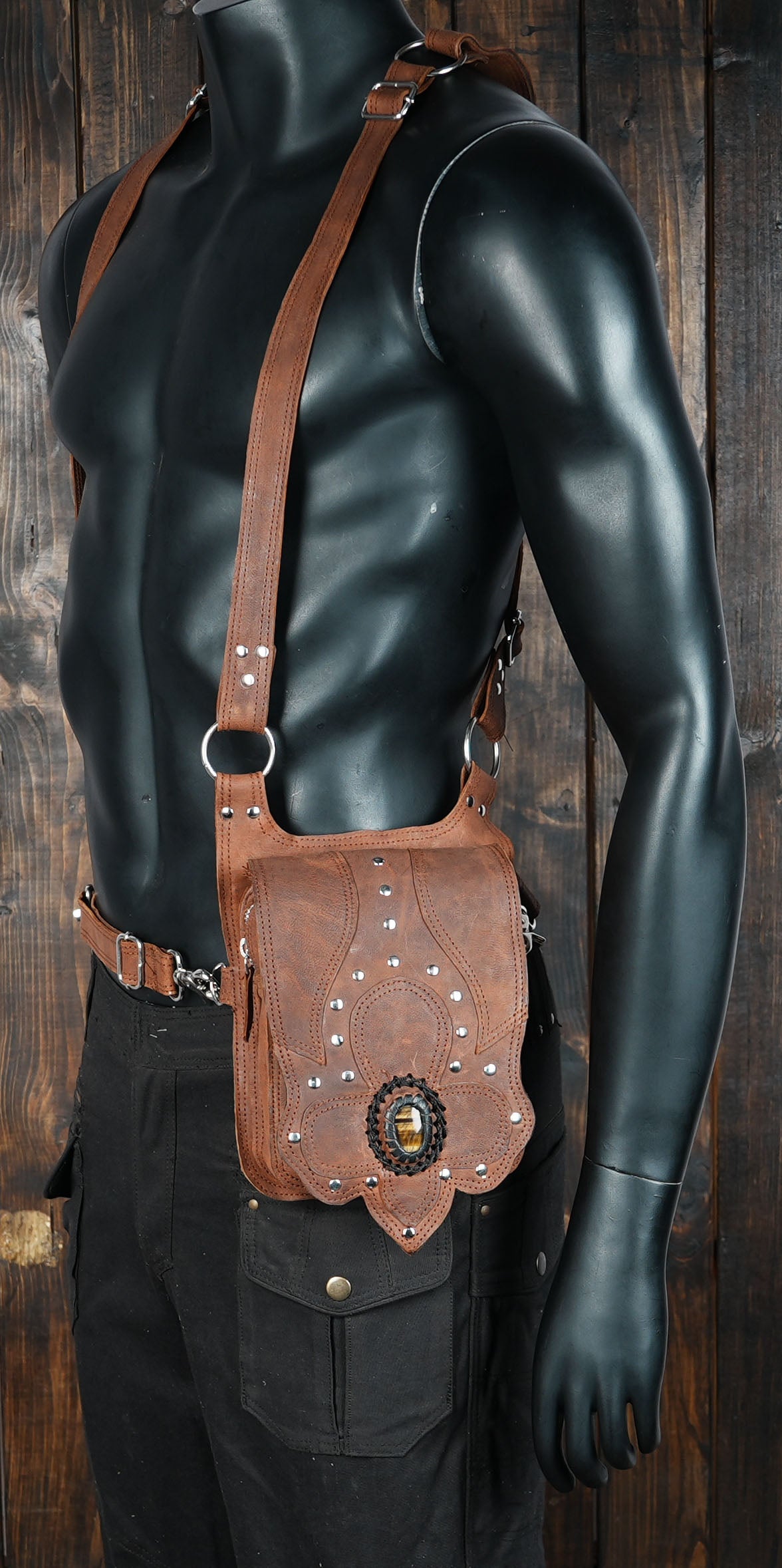 Festival holster bag , Steampunk style in brown leather bag 