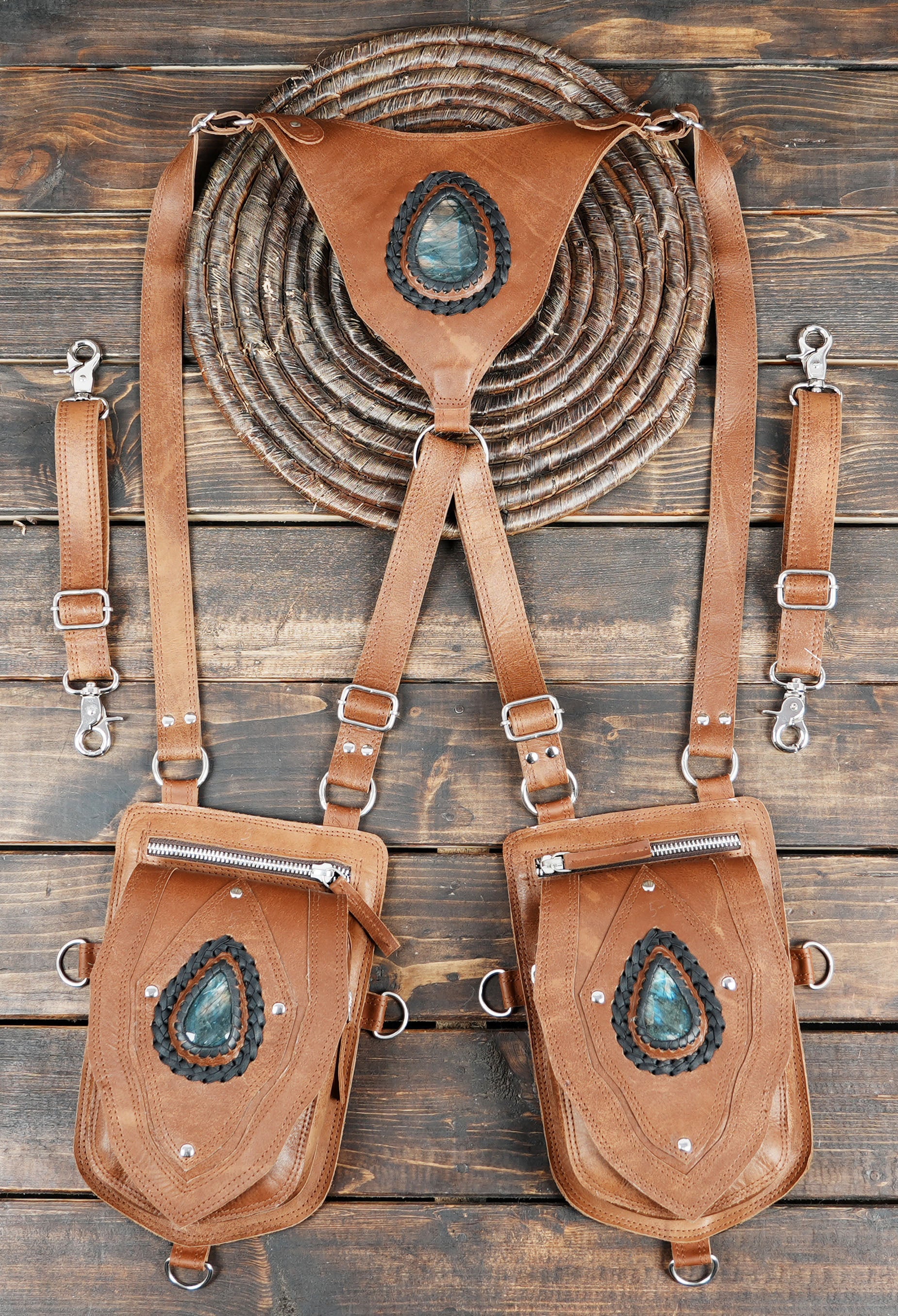 Black Leather Shoulder Holster Double Pocket Utility (LT-NS-HLS-6016)