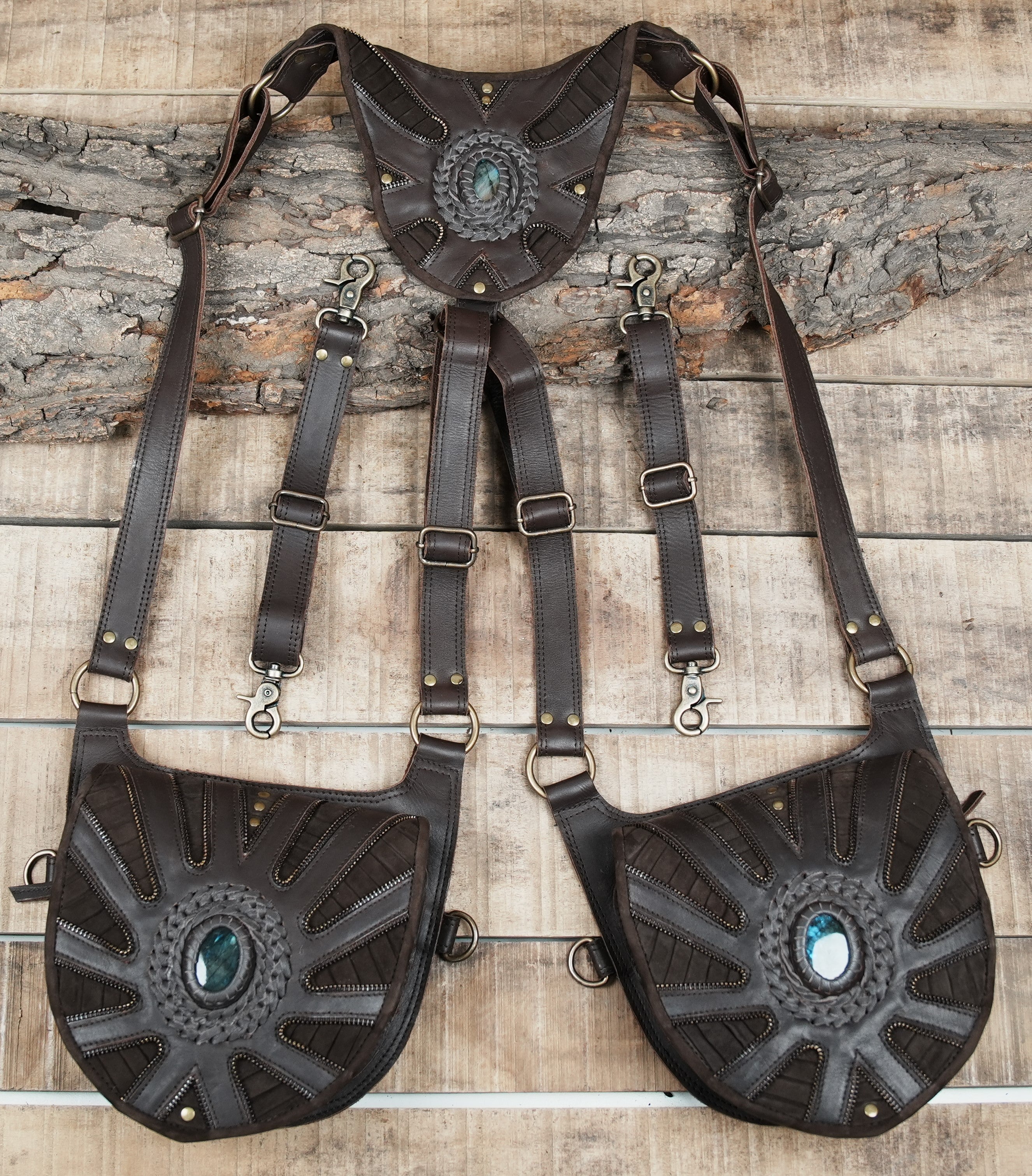 Black Leather Holster with Gemstone Design (LT-AB-HLS-6008)