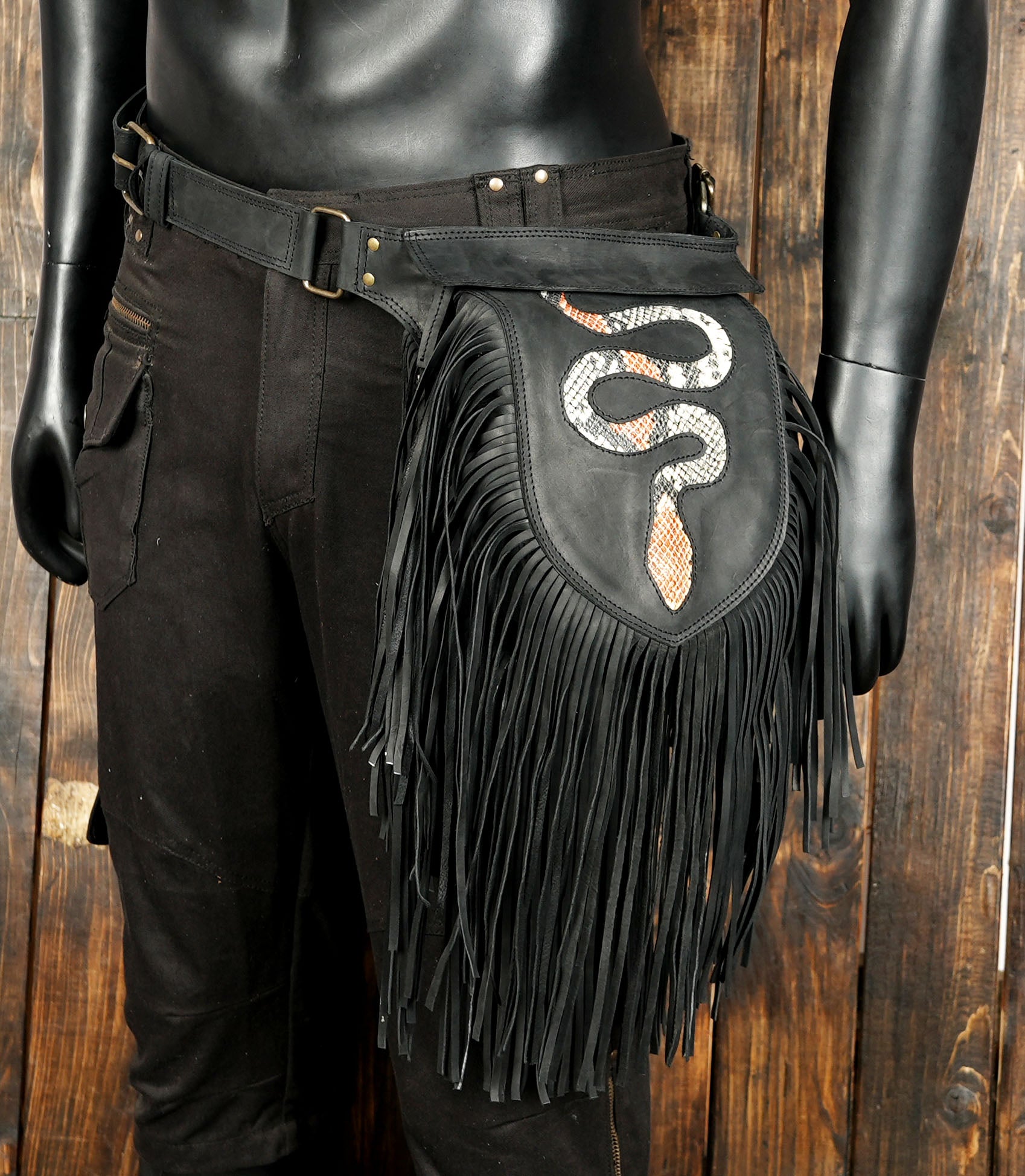 edgy leather belt purse